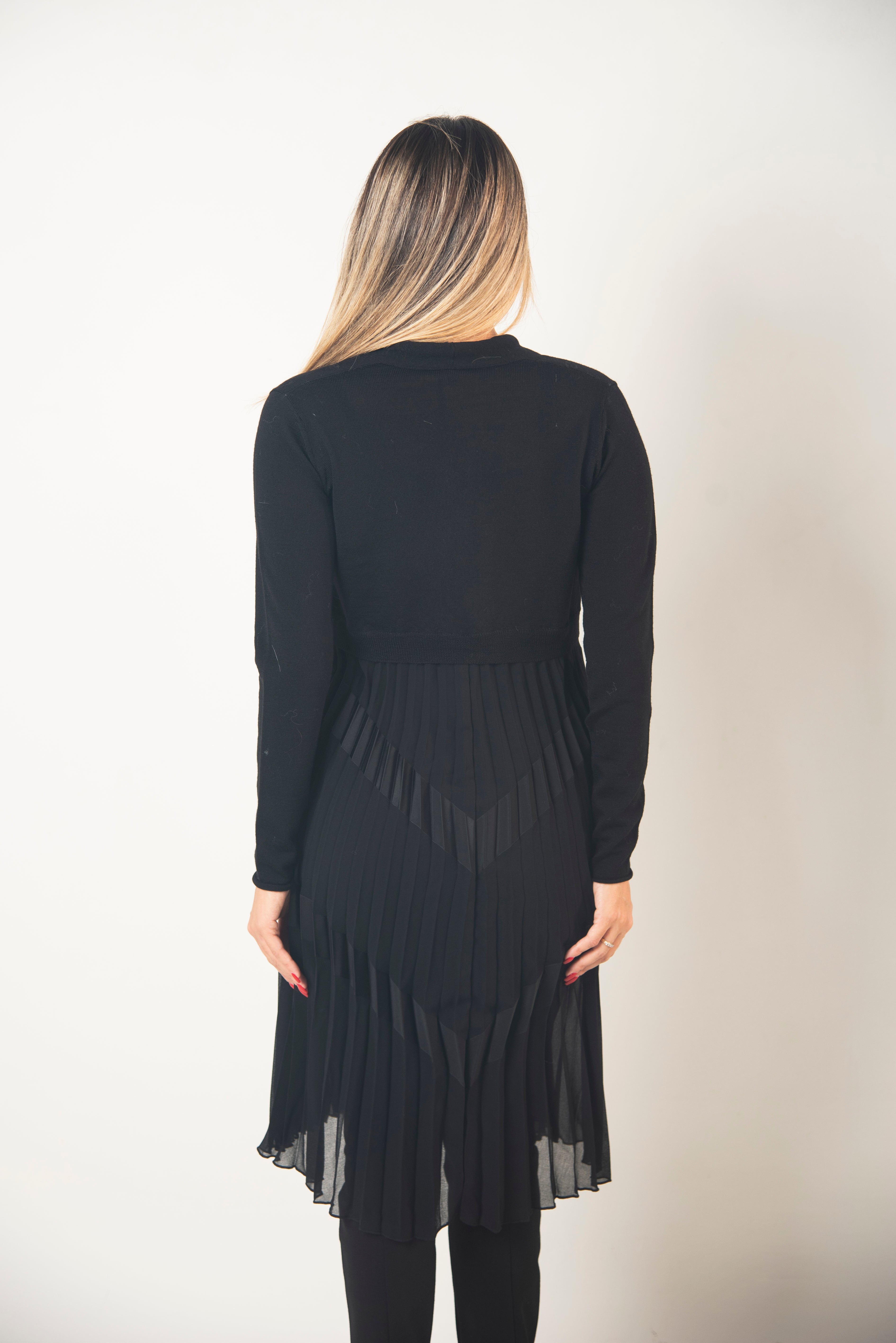 Cardigan Plissè Doppio Tessuto