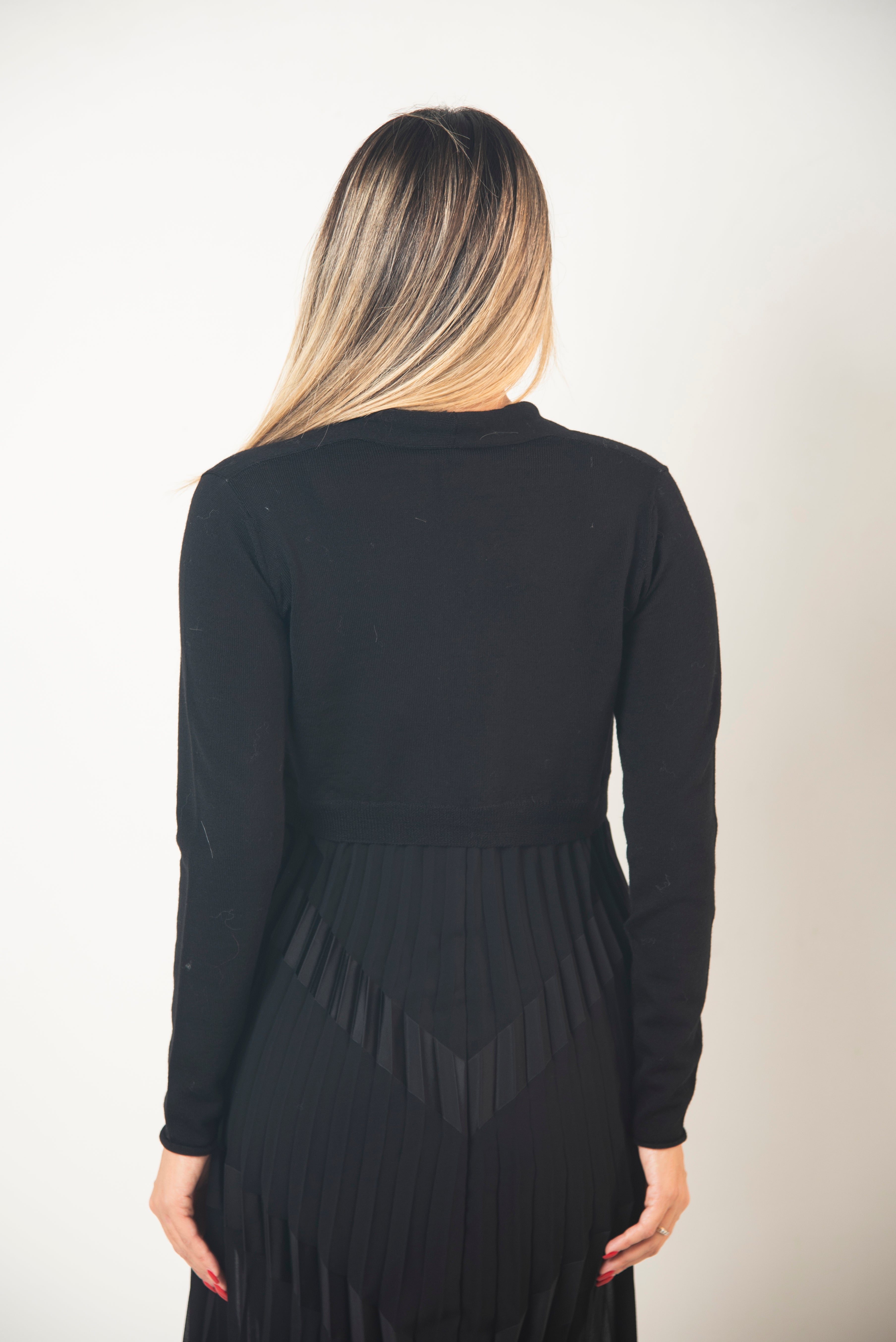 Cardigan Plissè Doppio Tessuto