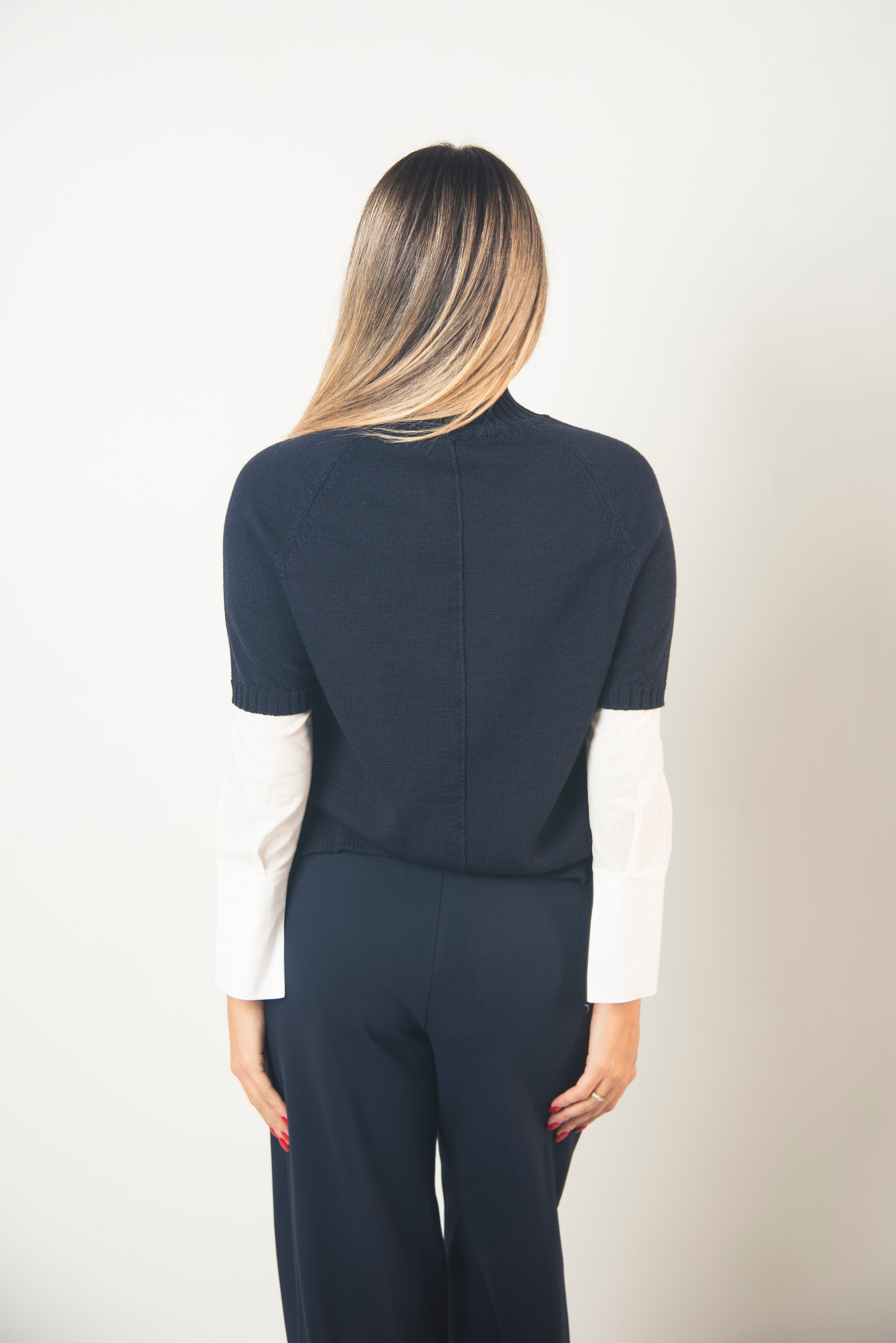 Maglione Con Maniche a Camicia e Polsini Estraibili