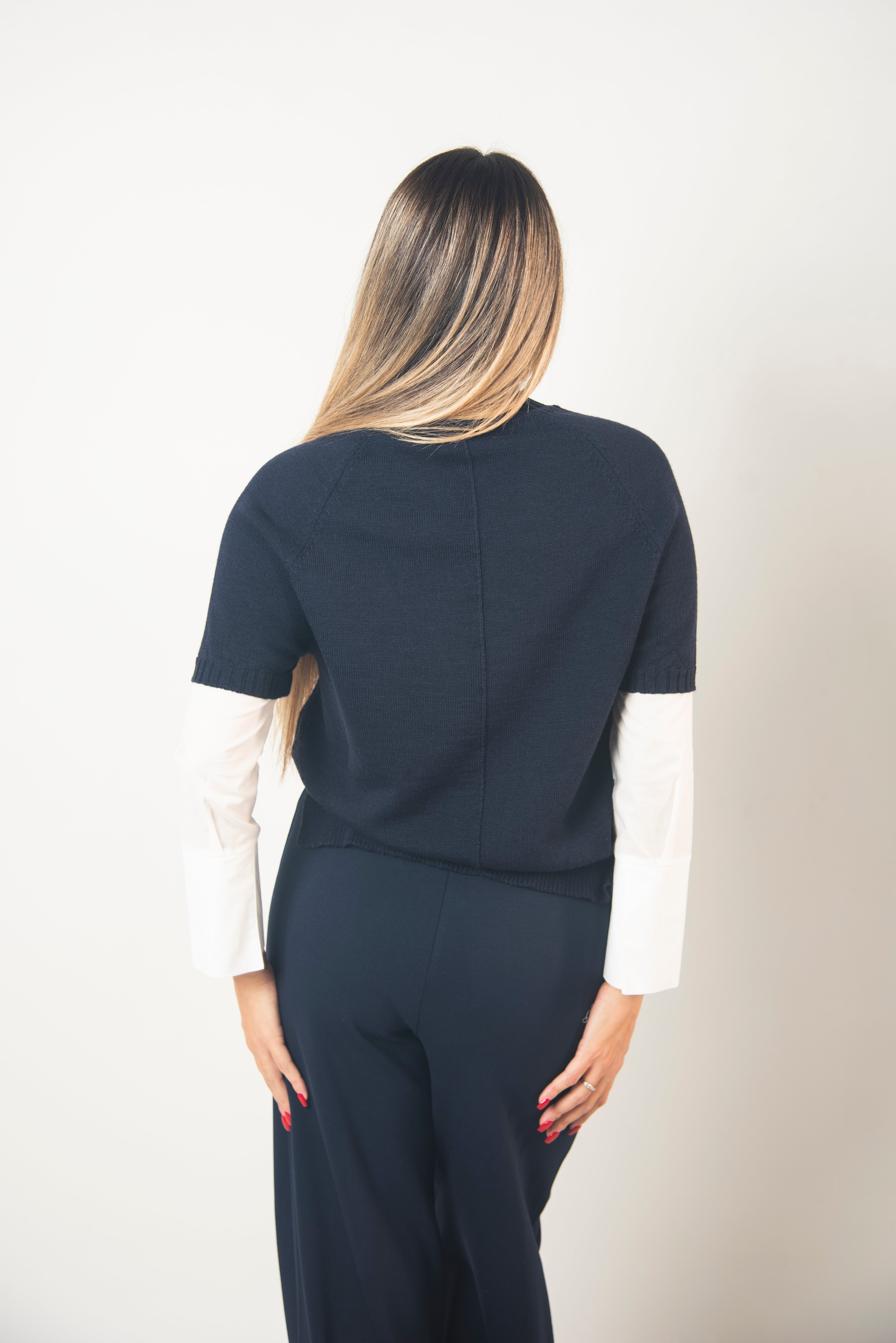 Maglione Con Maniche a Camicia e Polsini Estraibili