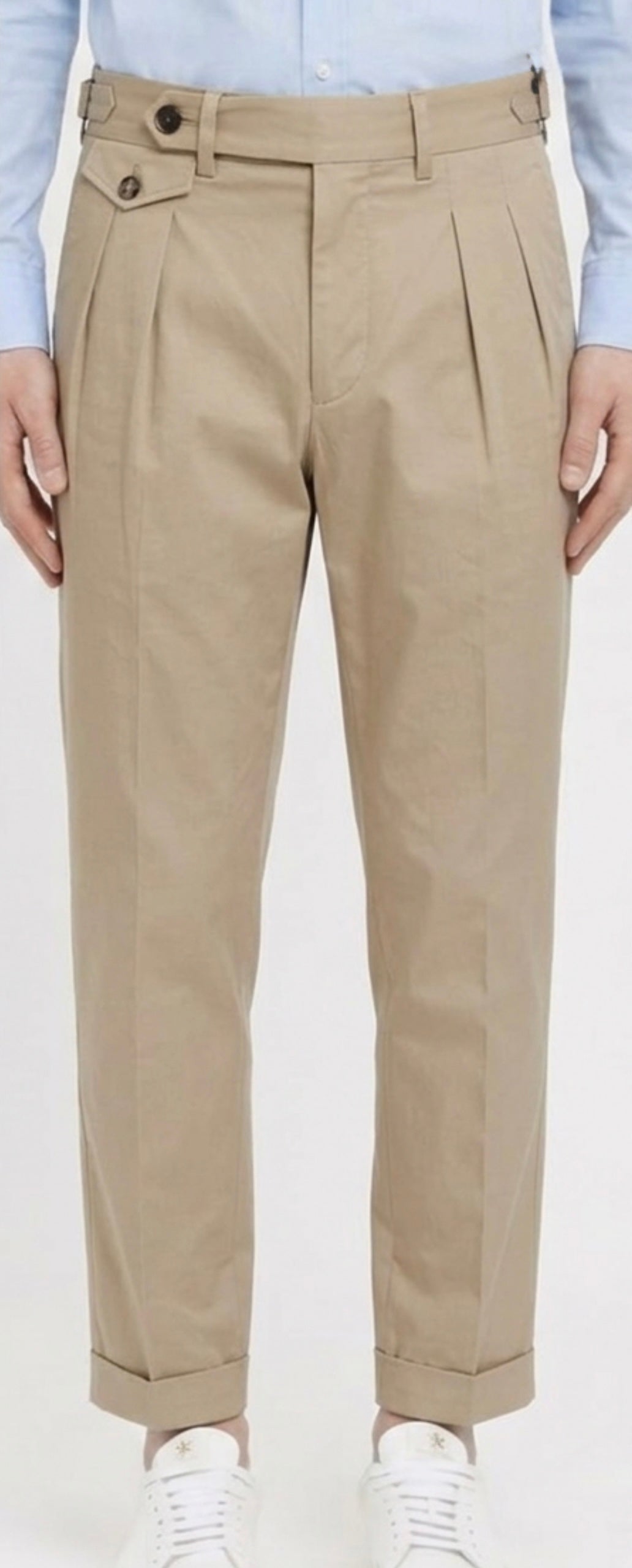 Pantalone Con Bustinoì Doppia Pinces In Cotone Leggero