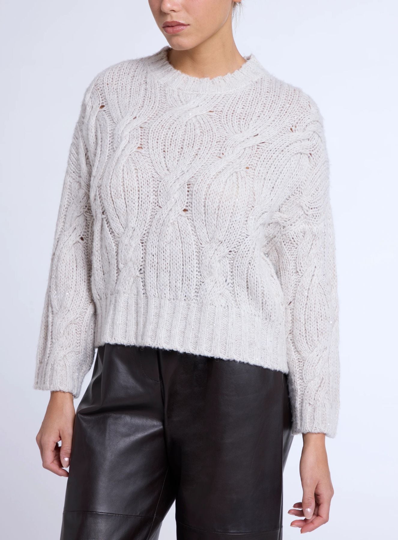 Pullover Con Intreccio e Paillettes