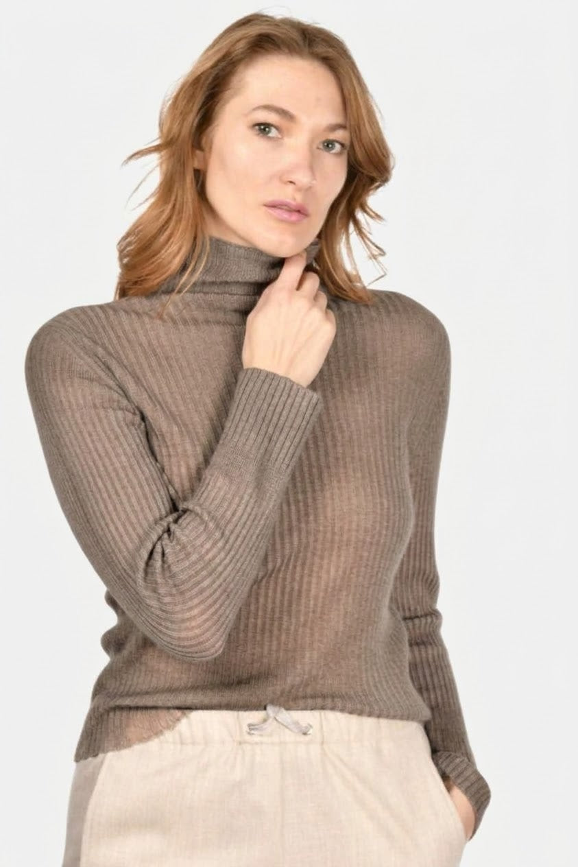 Lupetto a Coste in Cashmere