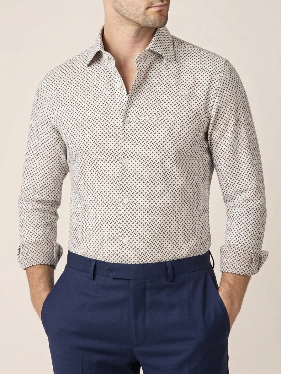 Camicia In Nido d'Ape Micro Fantasia
