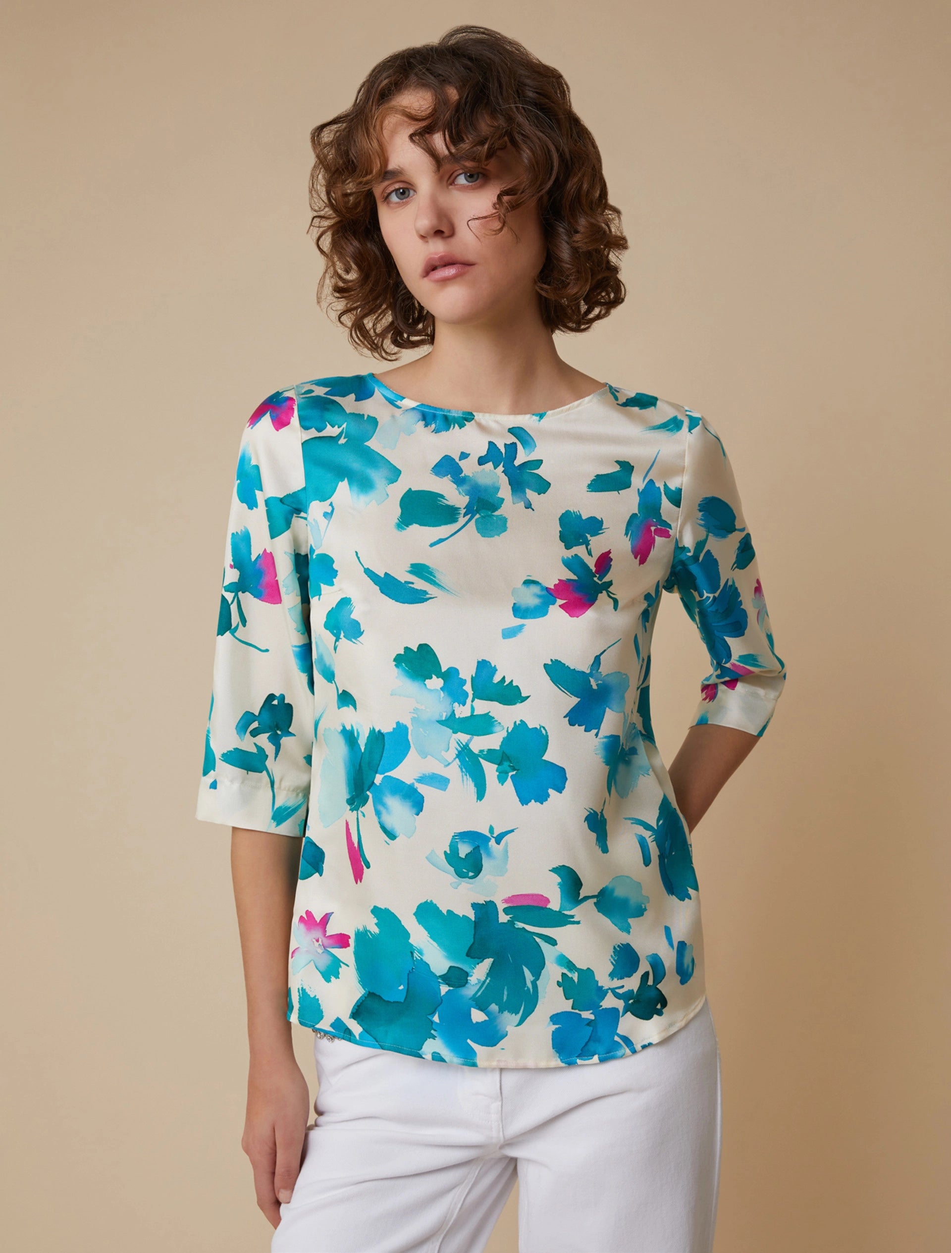 Blusa In Twill Di Seta