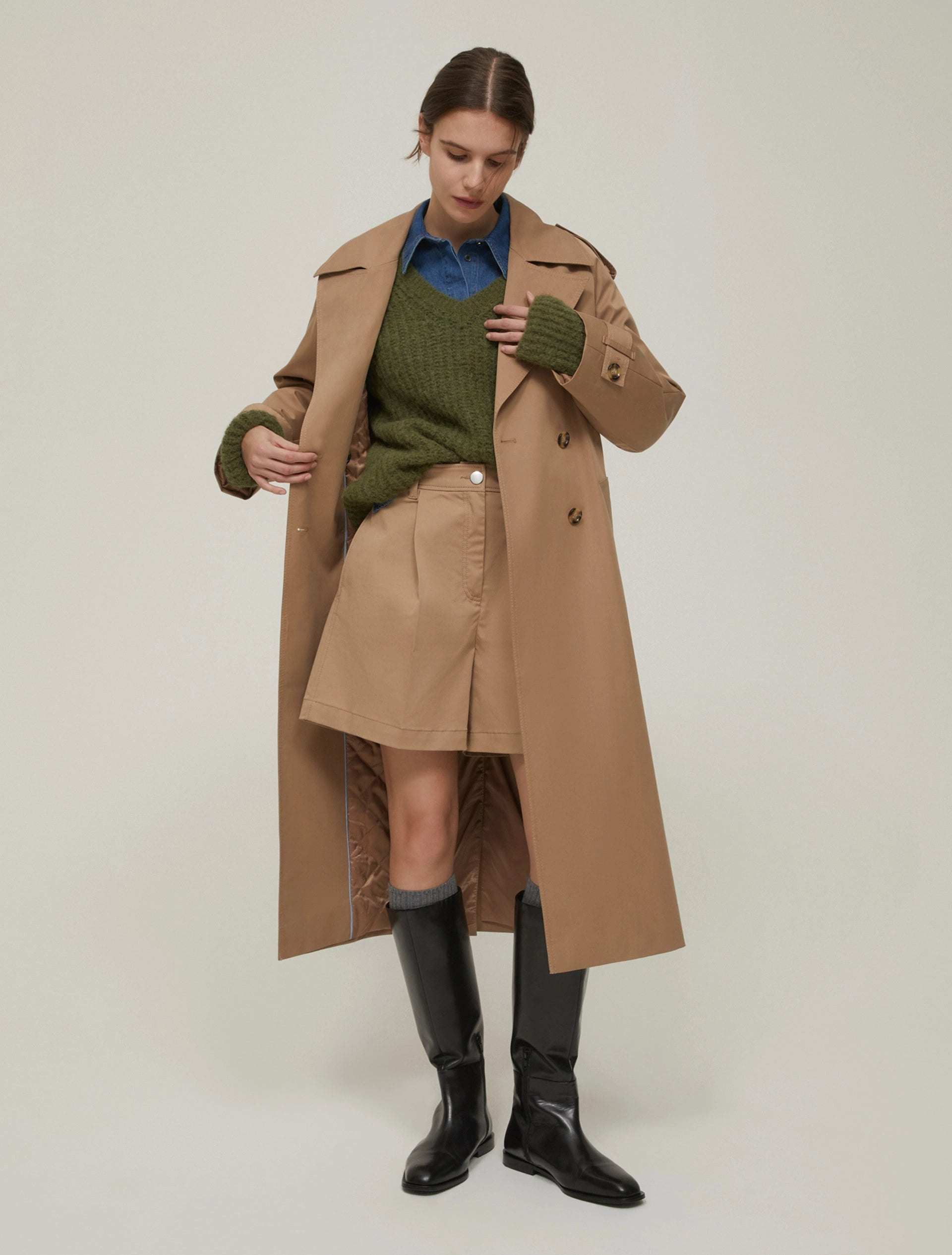Trench doppiopetto in gabardine