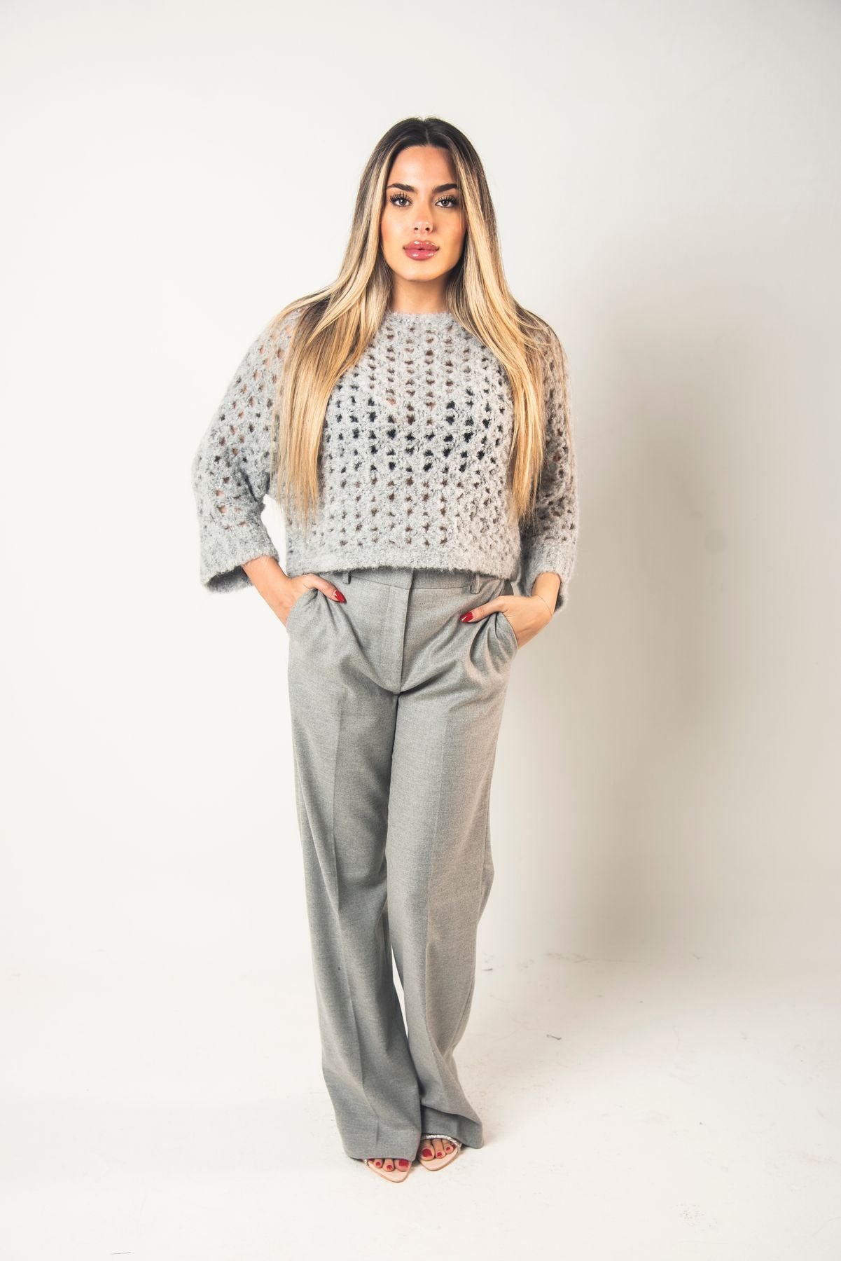 Maglia Traforata Con Micropaillettes