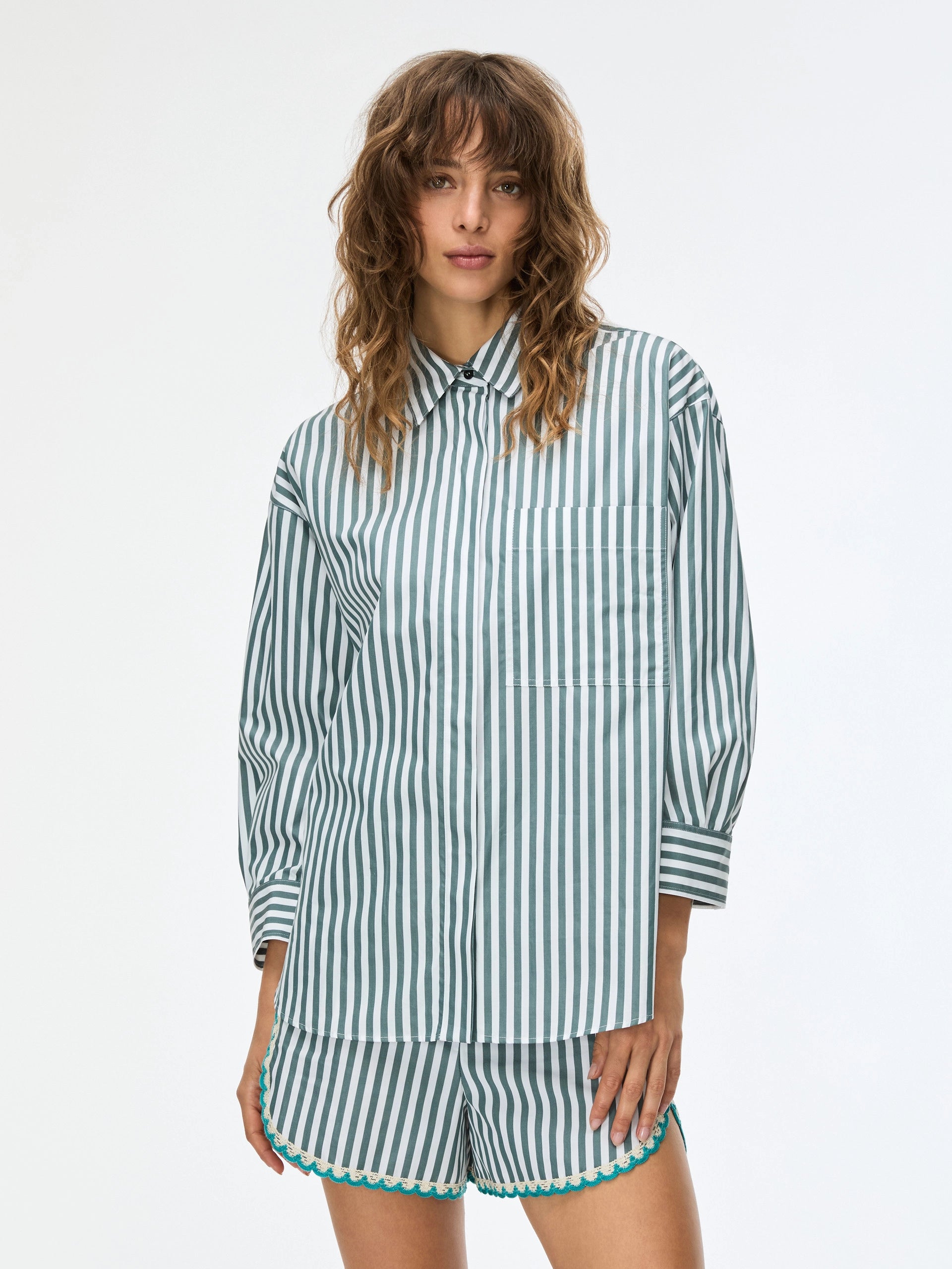Camicia Over A Righe In Cotone