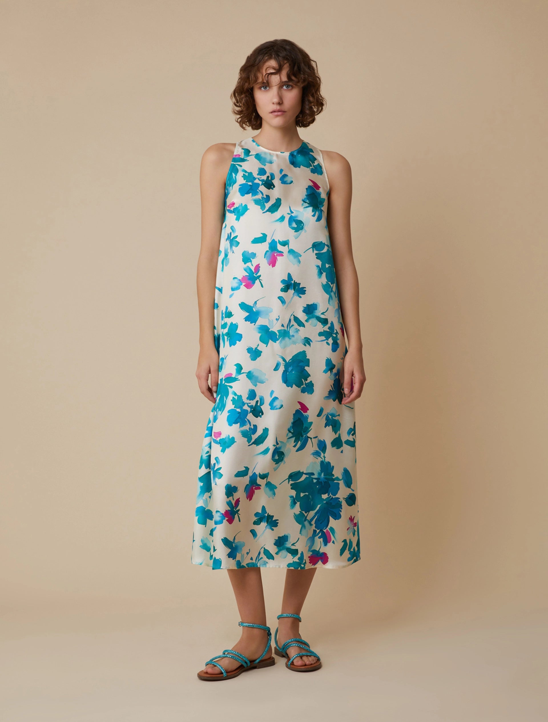 Abito Midi In Twill Di Seta