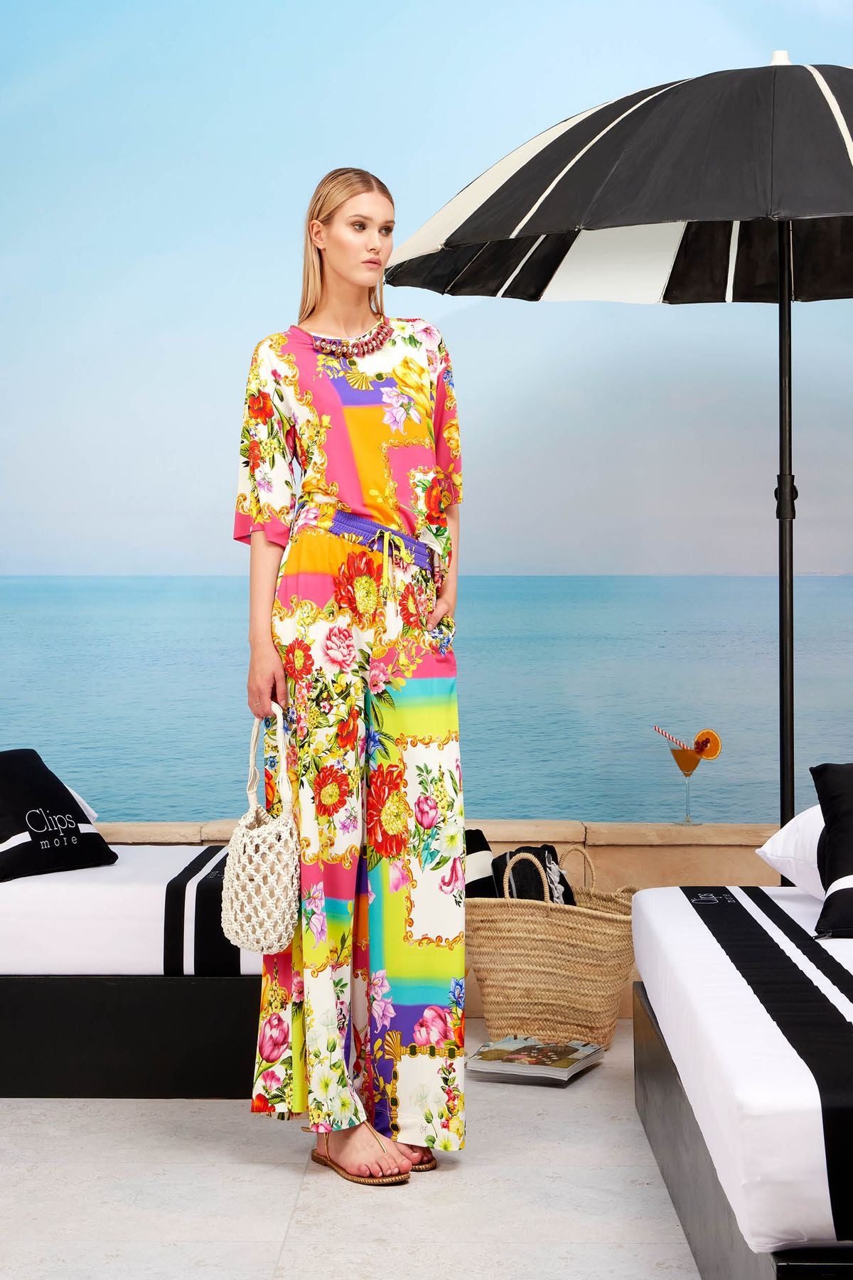 t-shirt manica 3/4 stampa floreale