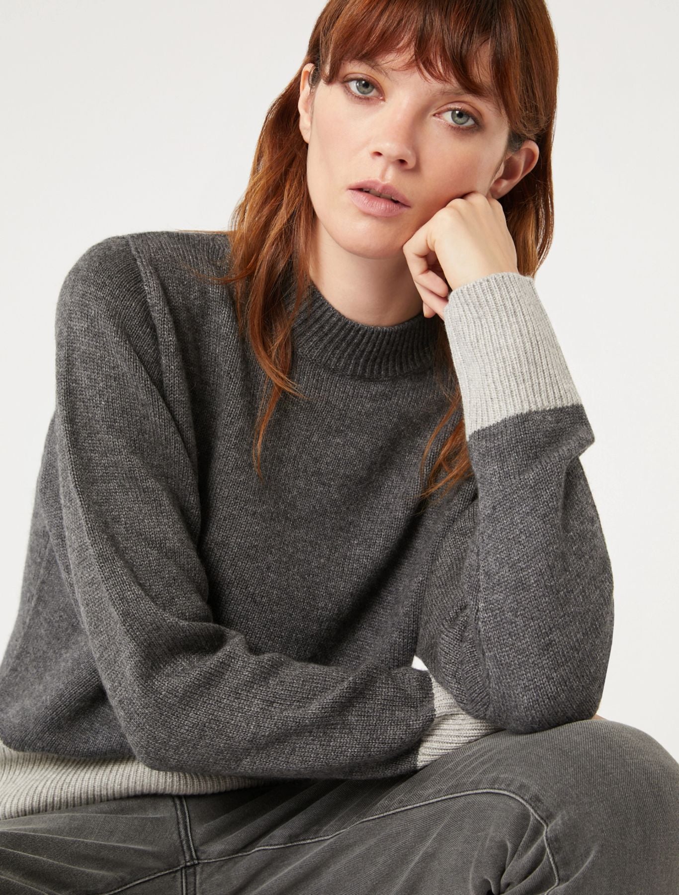 Maglia in Blend di Lana Bicolor