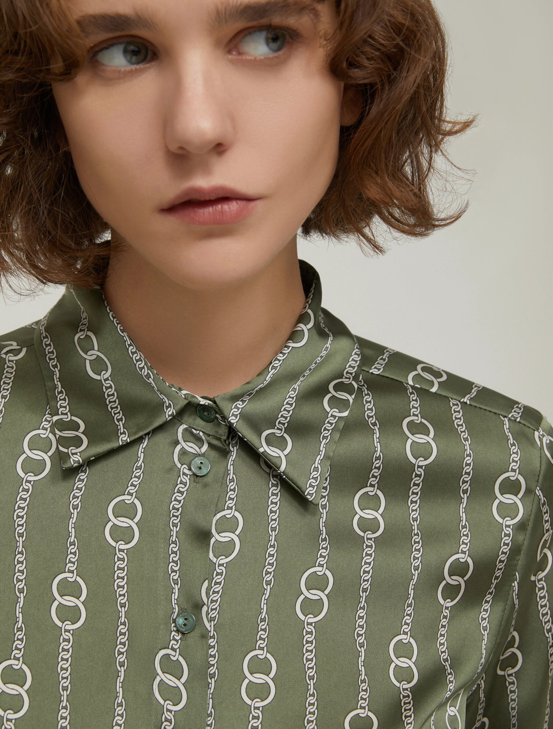 Camicia in raso a fantasia