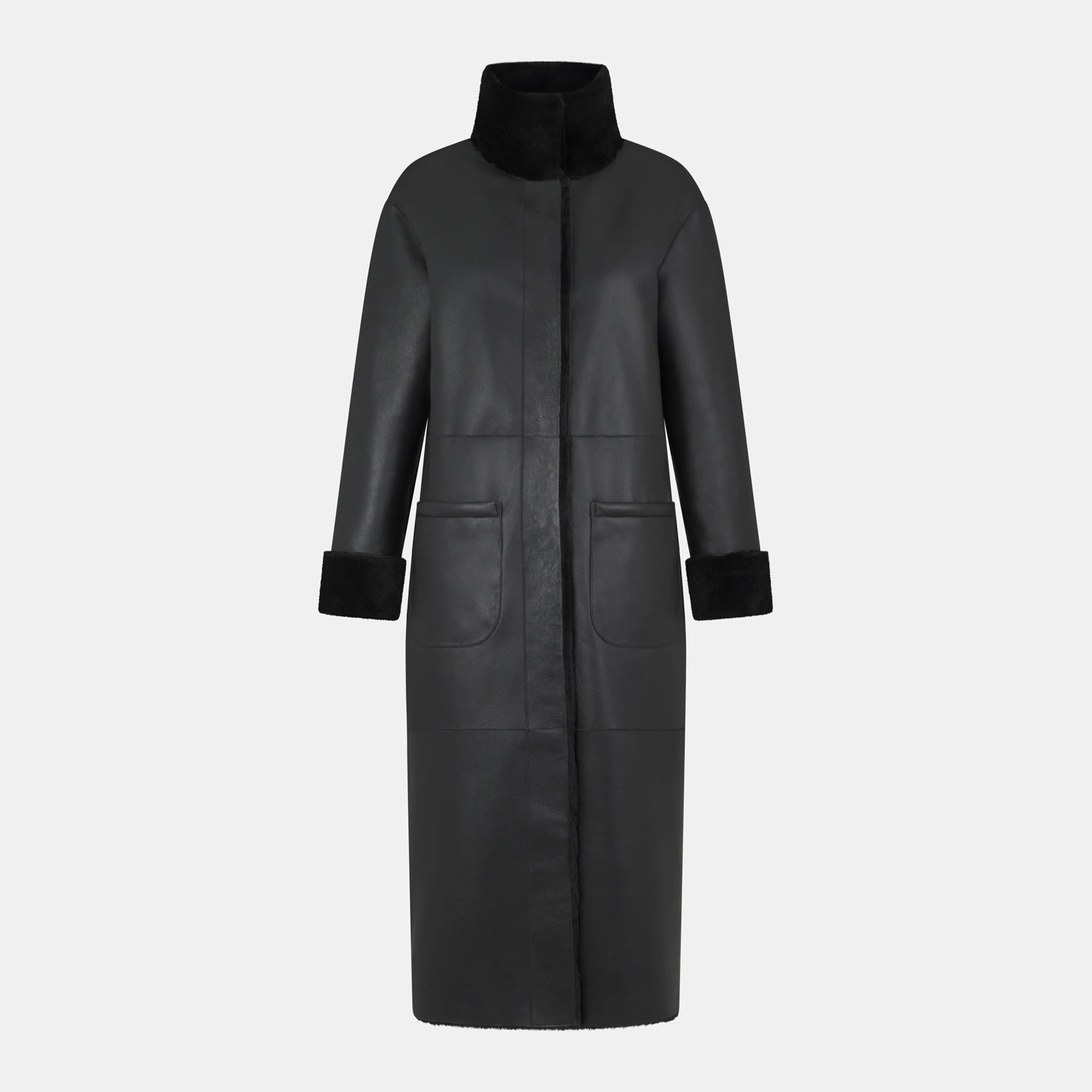 Montone Lungo Reversibile In Pelle