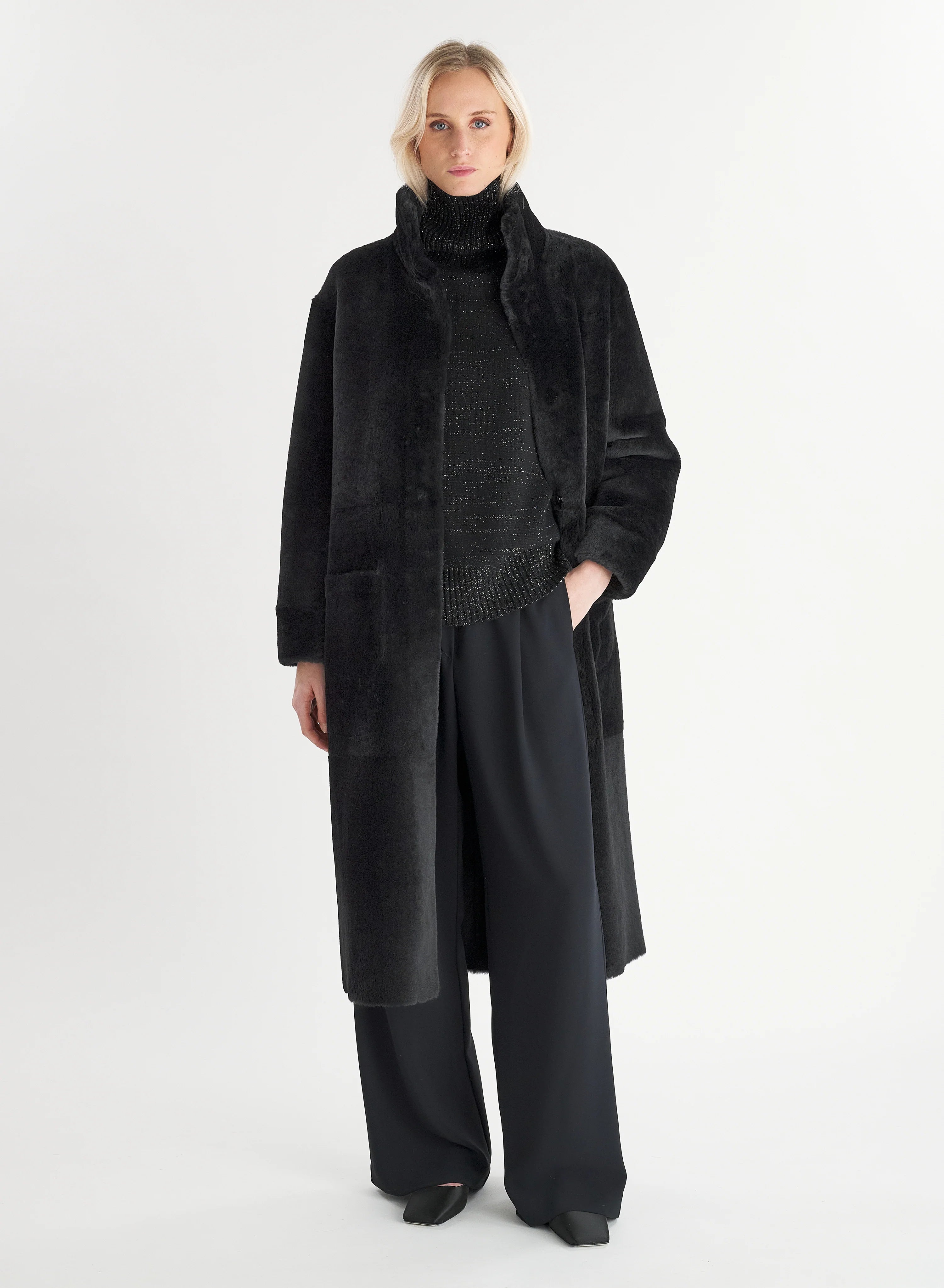 Montone Lungo Reversibile In Pelle