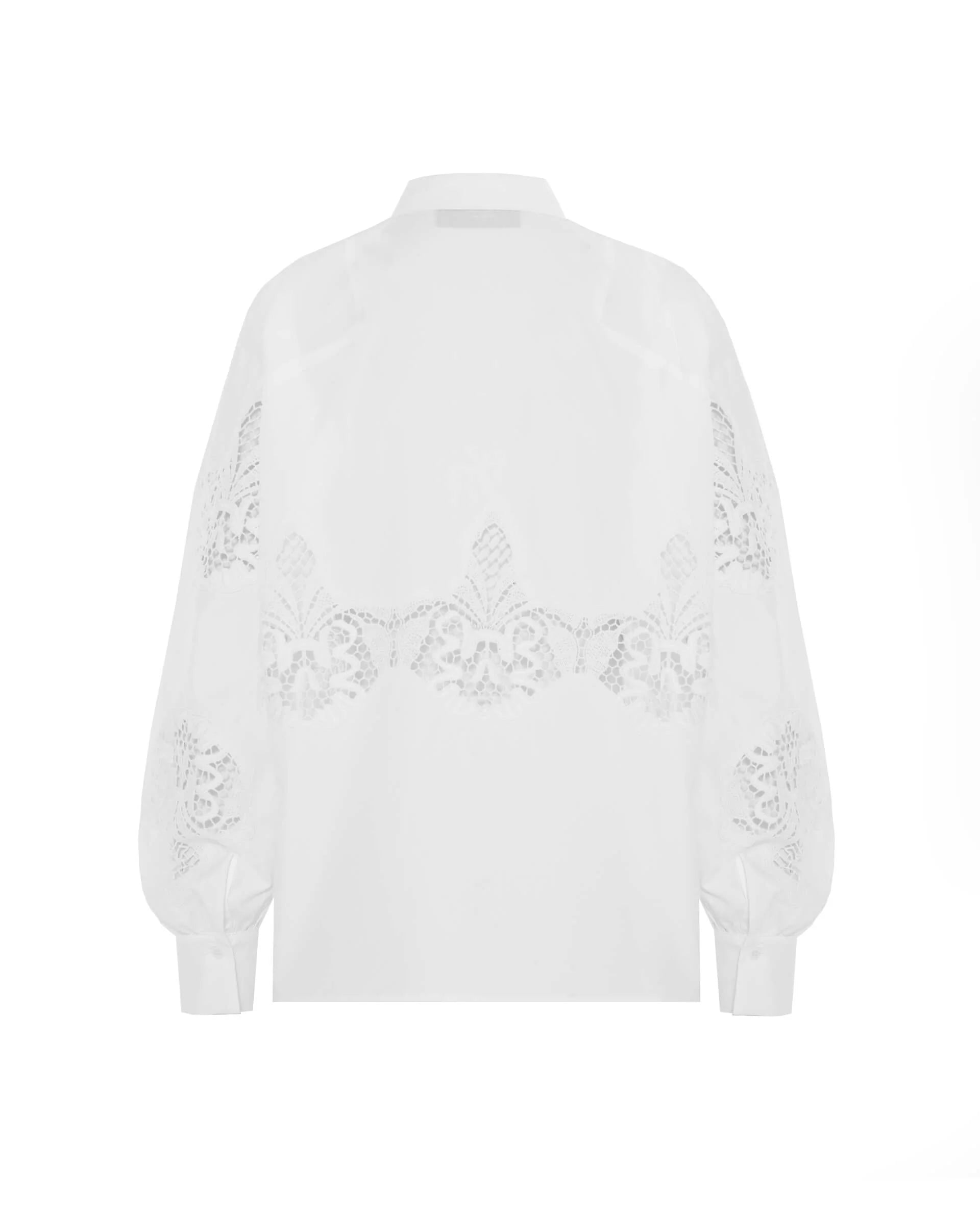Camicia in Popeline Con Inserti in Pizzo