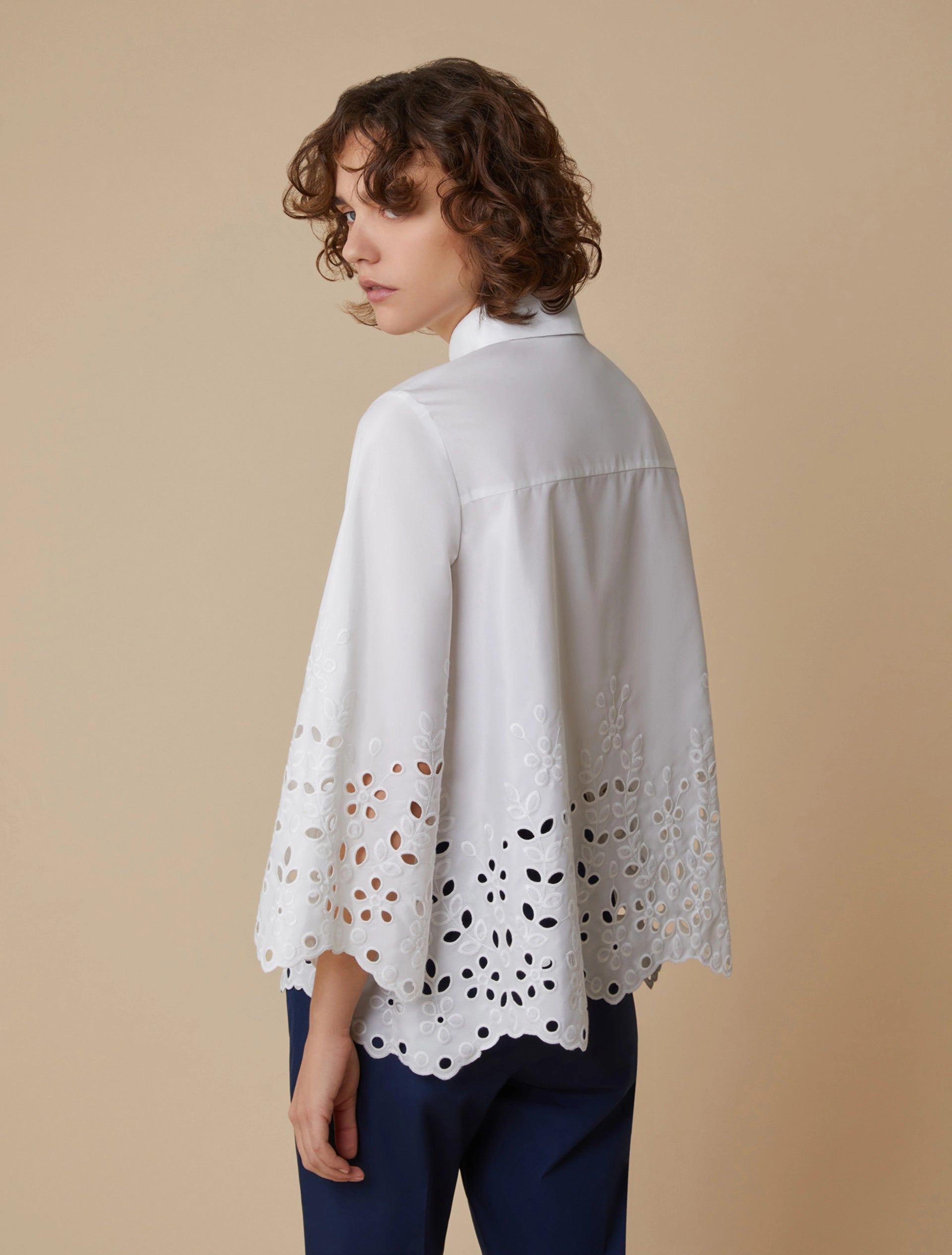 Camicia In Taffettà Ricamato