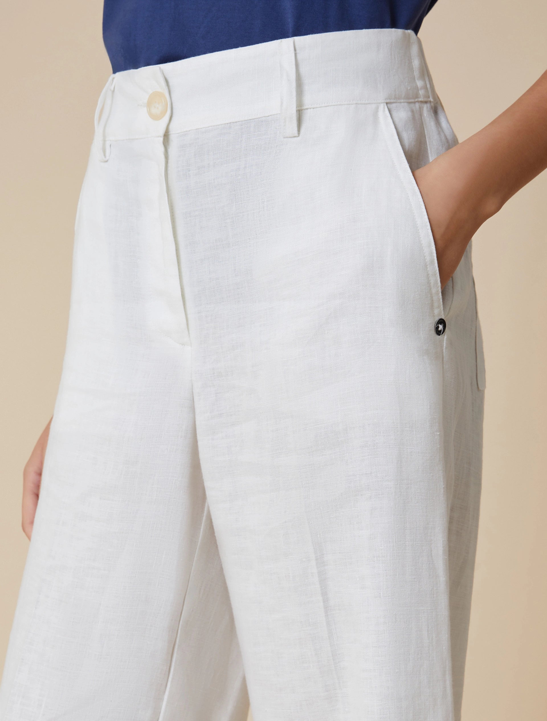 Pantaloni Ampi In Puro Lino