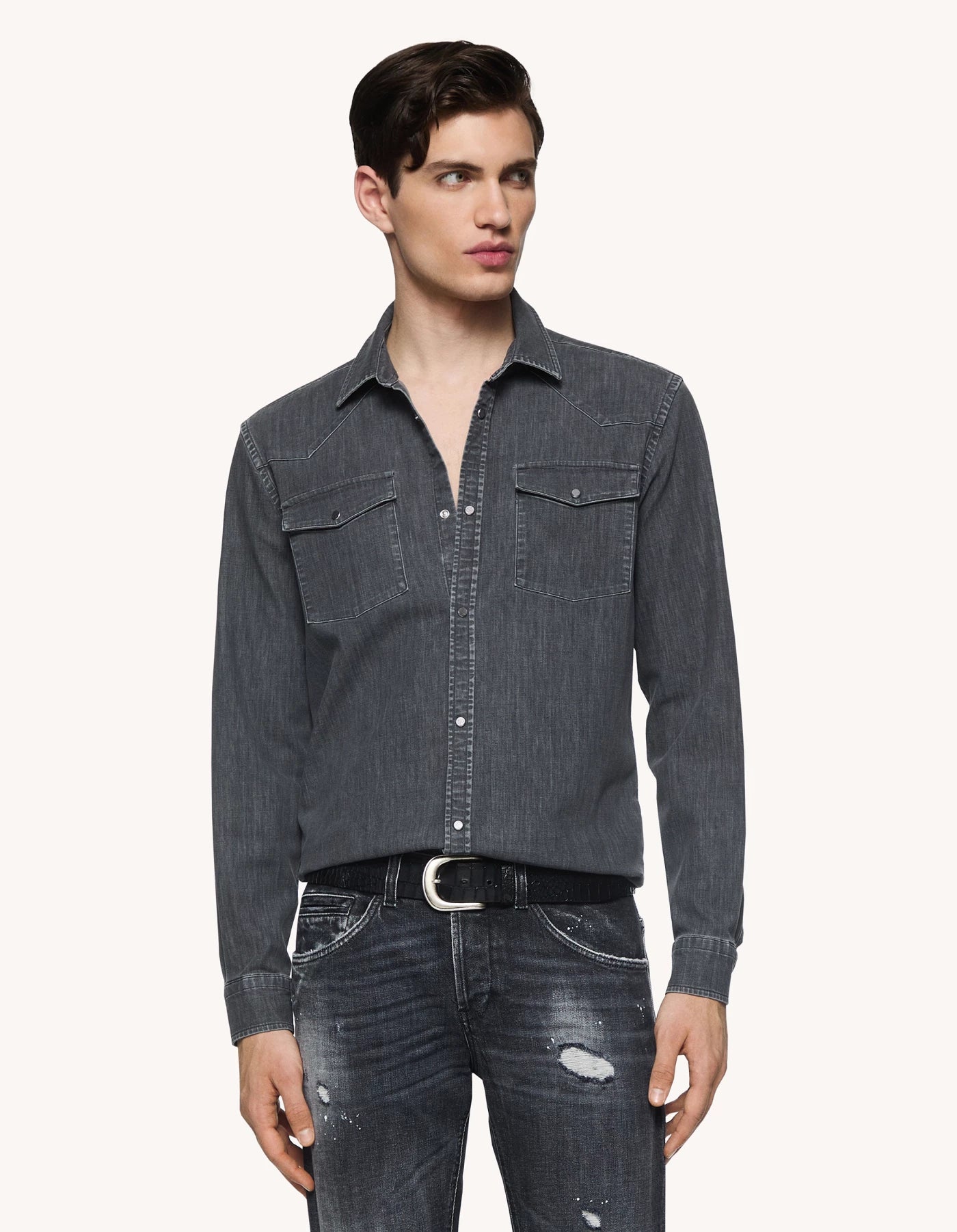 Camicia slim texana in denim