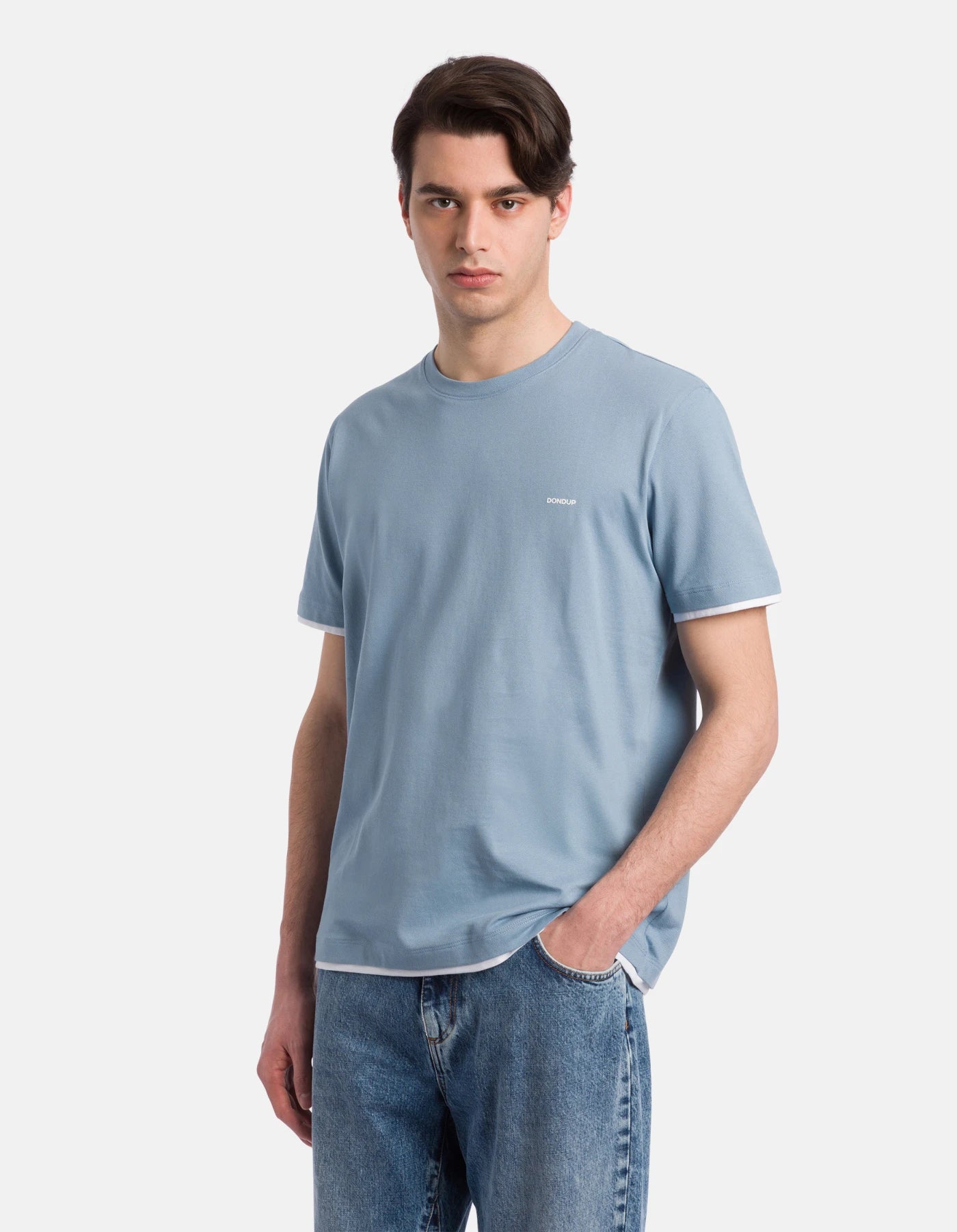 T-shirt Girocollo Regular in Piquet Bicolore DON DUP