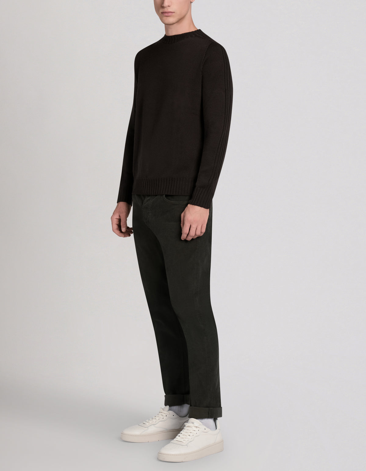 Maglia Girocollo Regular con Intarsi in Costa Inglese