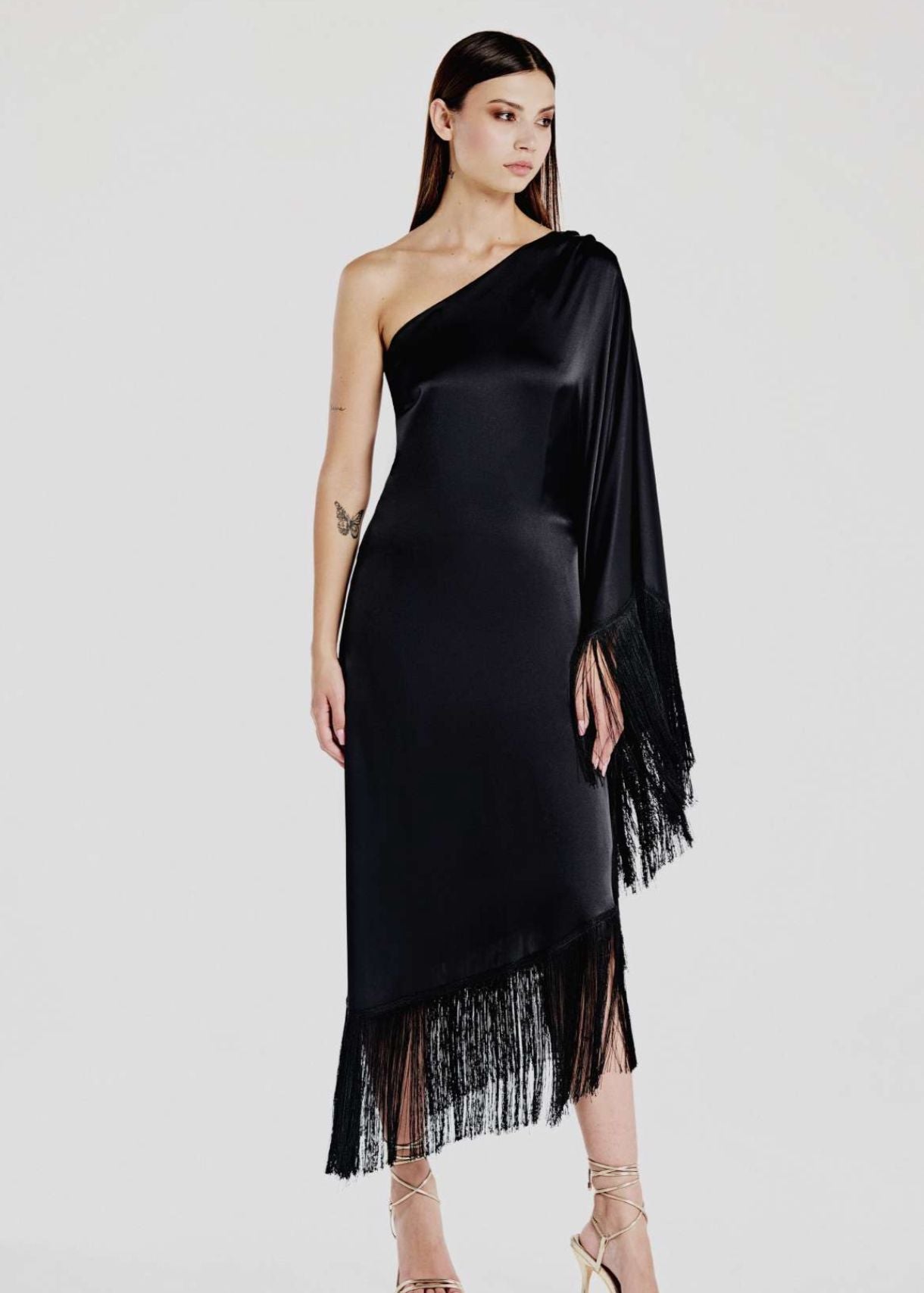 Abito Monospalla Bordato di Frange