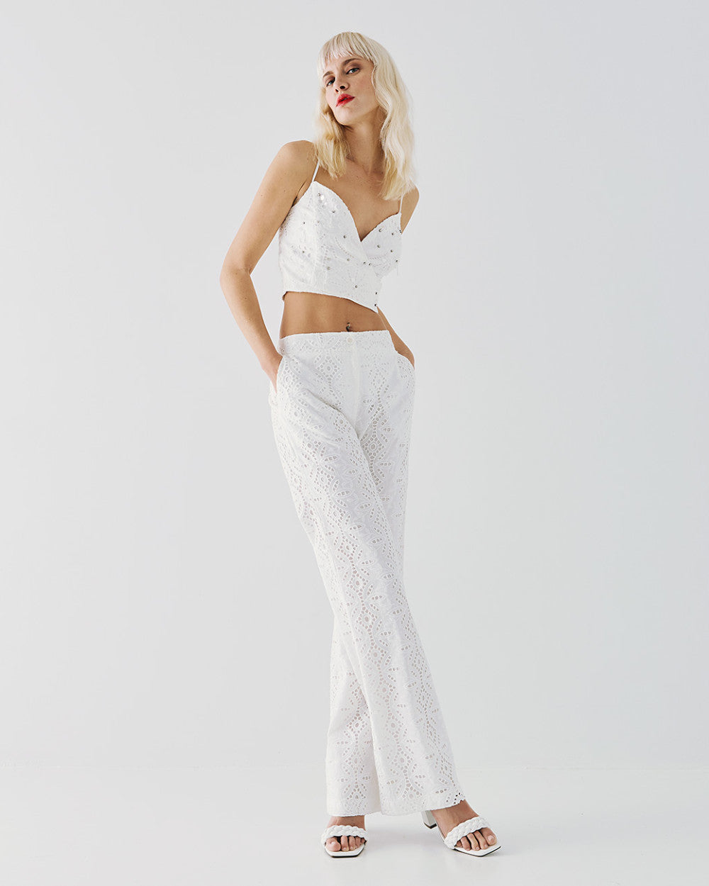 Pantaloni in Pizzo con Paillettes