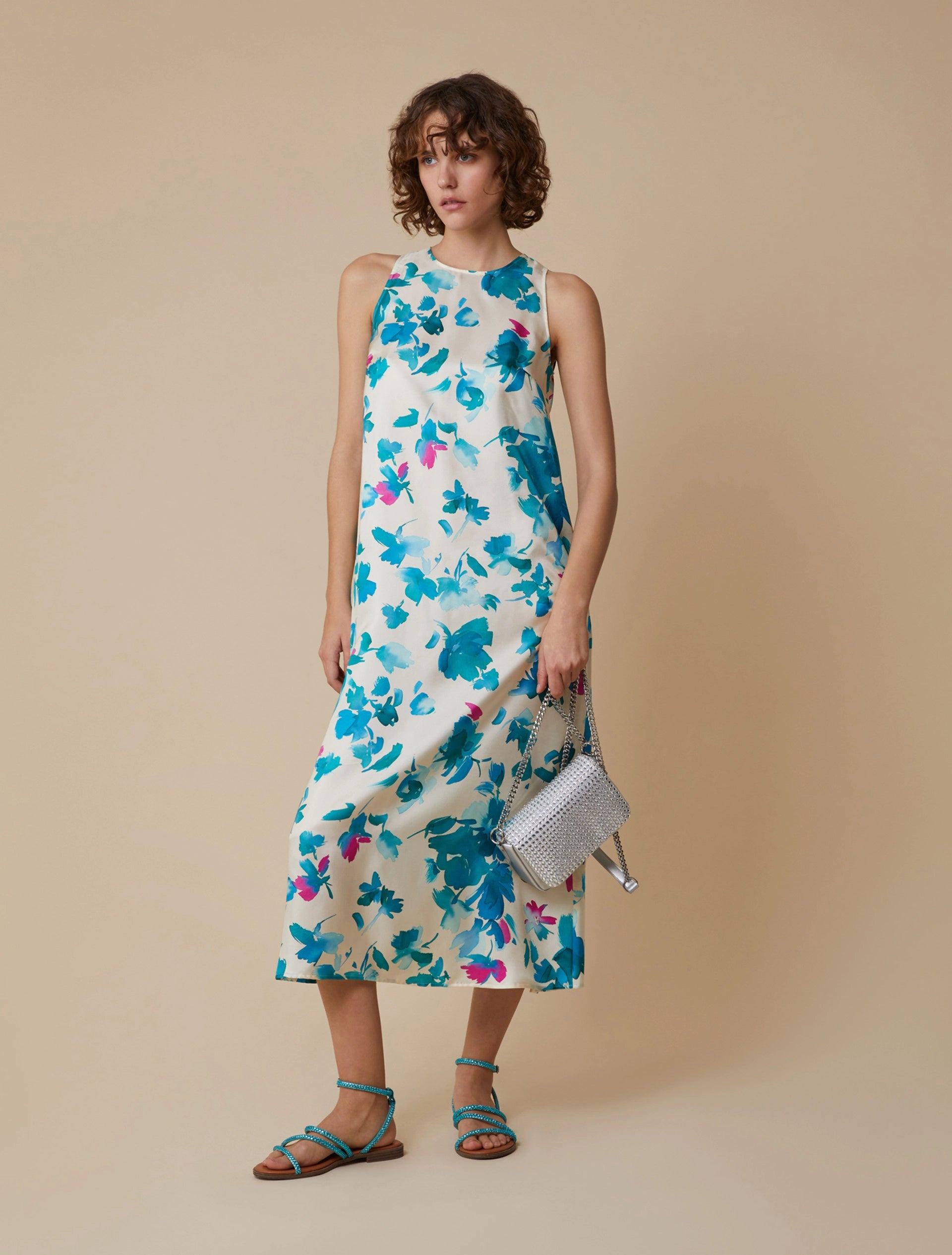 Abito Midi In Twill Di Seta