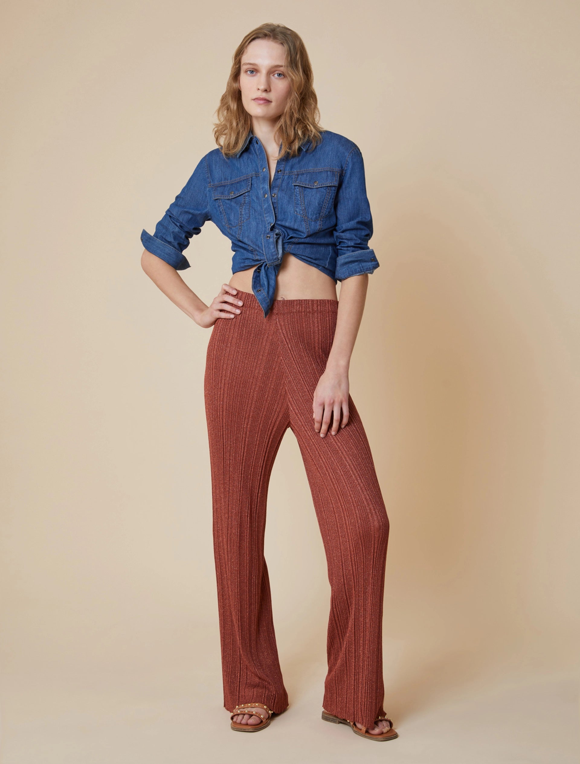 Pantaloni In Maglia Lamé