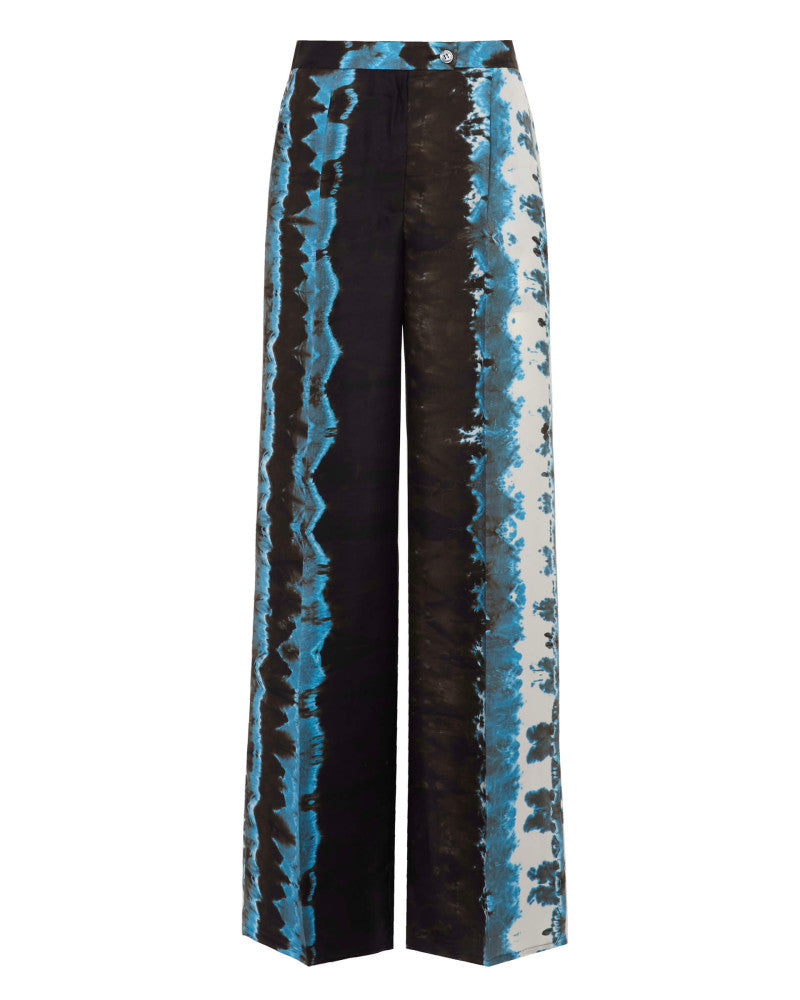pantaloni palazzo in twill di seta stampata