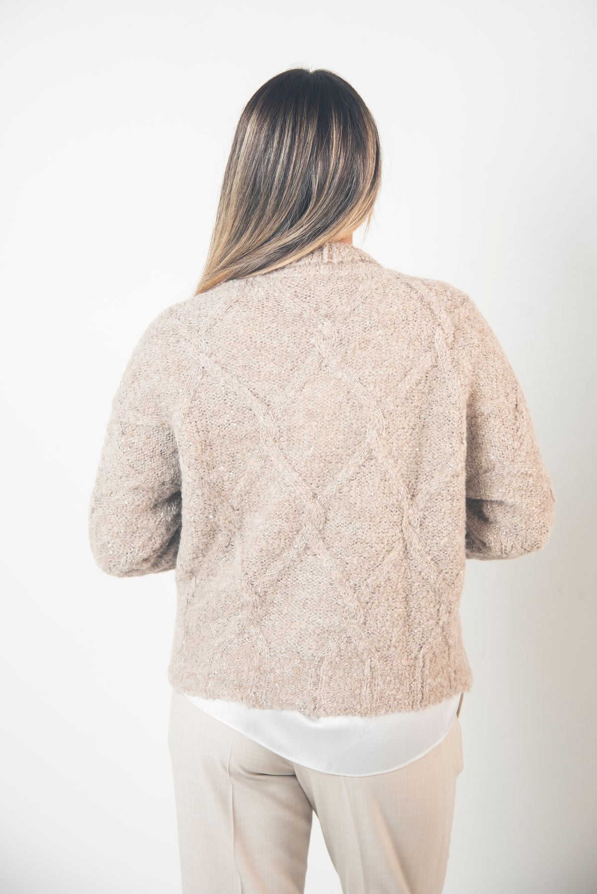 Cardigan Lavorato Con Micropaillettes