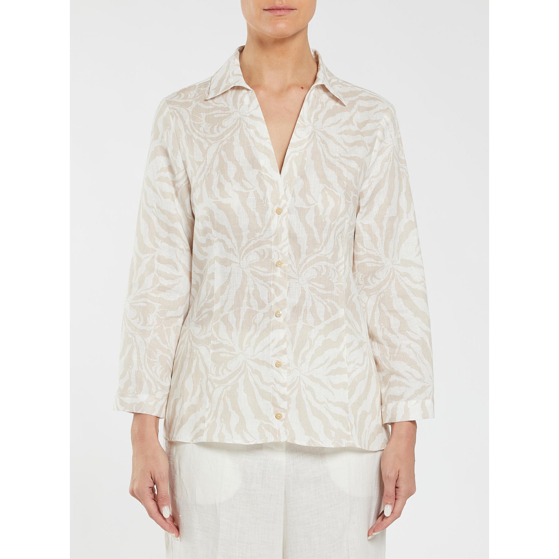 Camicia Fantasia Slim In Puro Lino