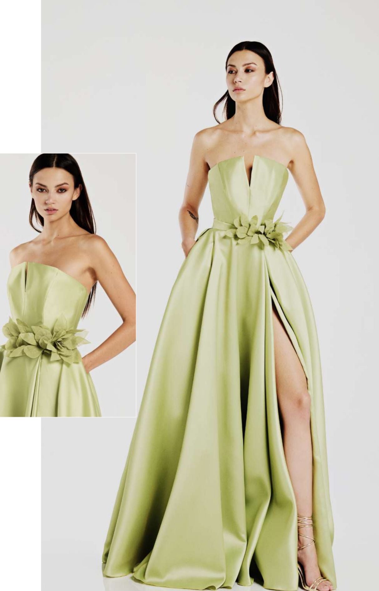 Abito In Mikado con fiore