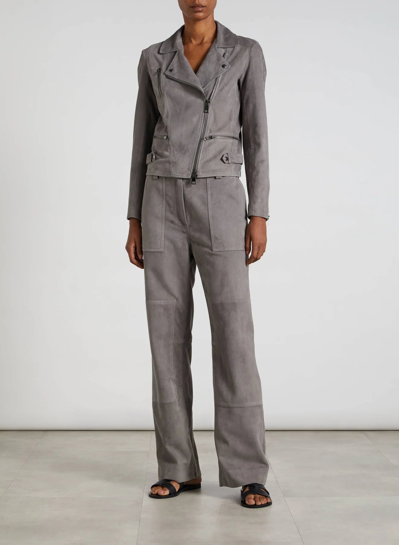 giubbotto biker in suede