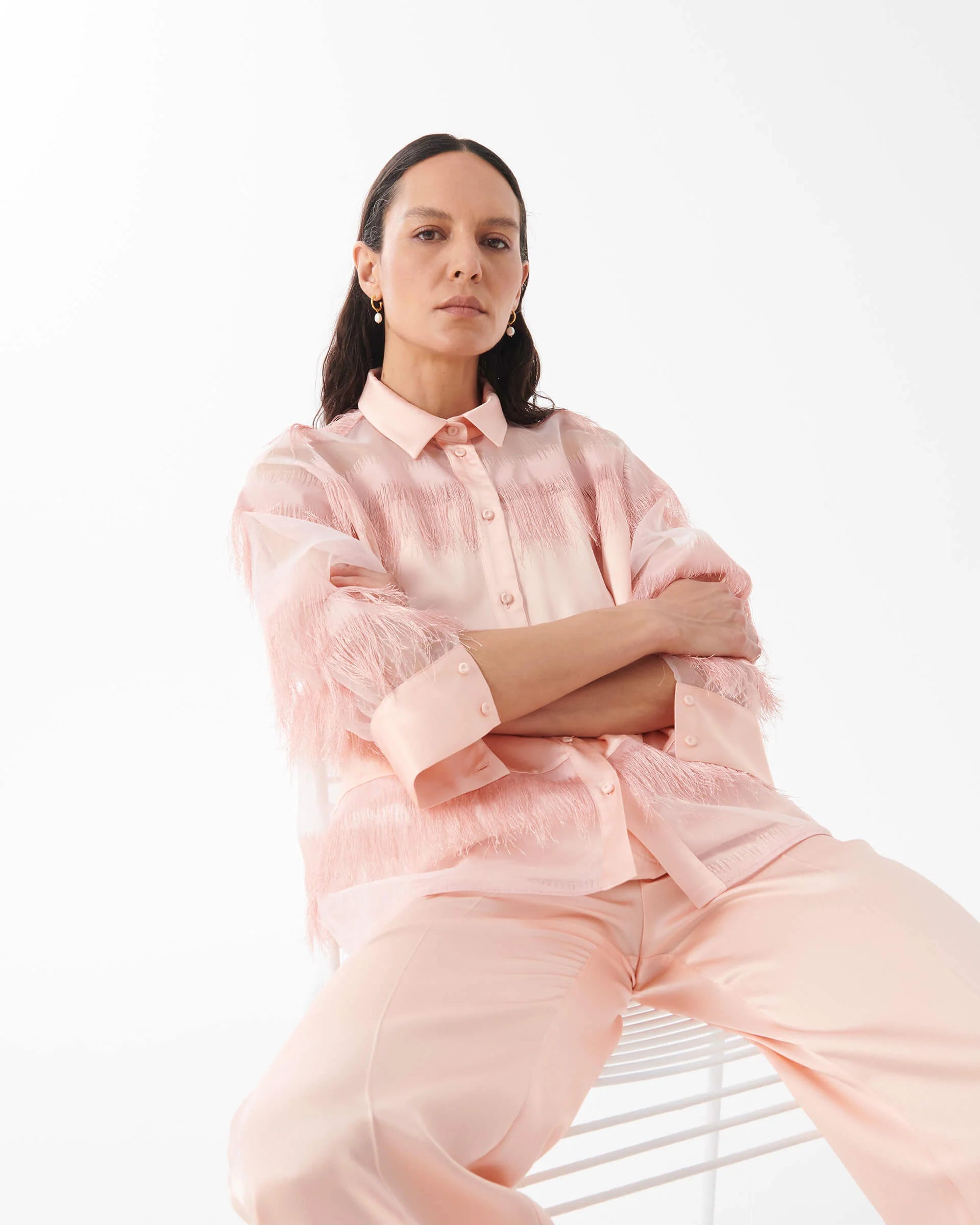 Camicia Semitrasparente con Frange