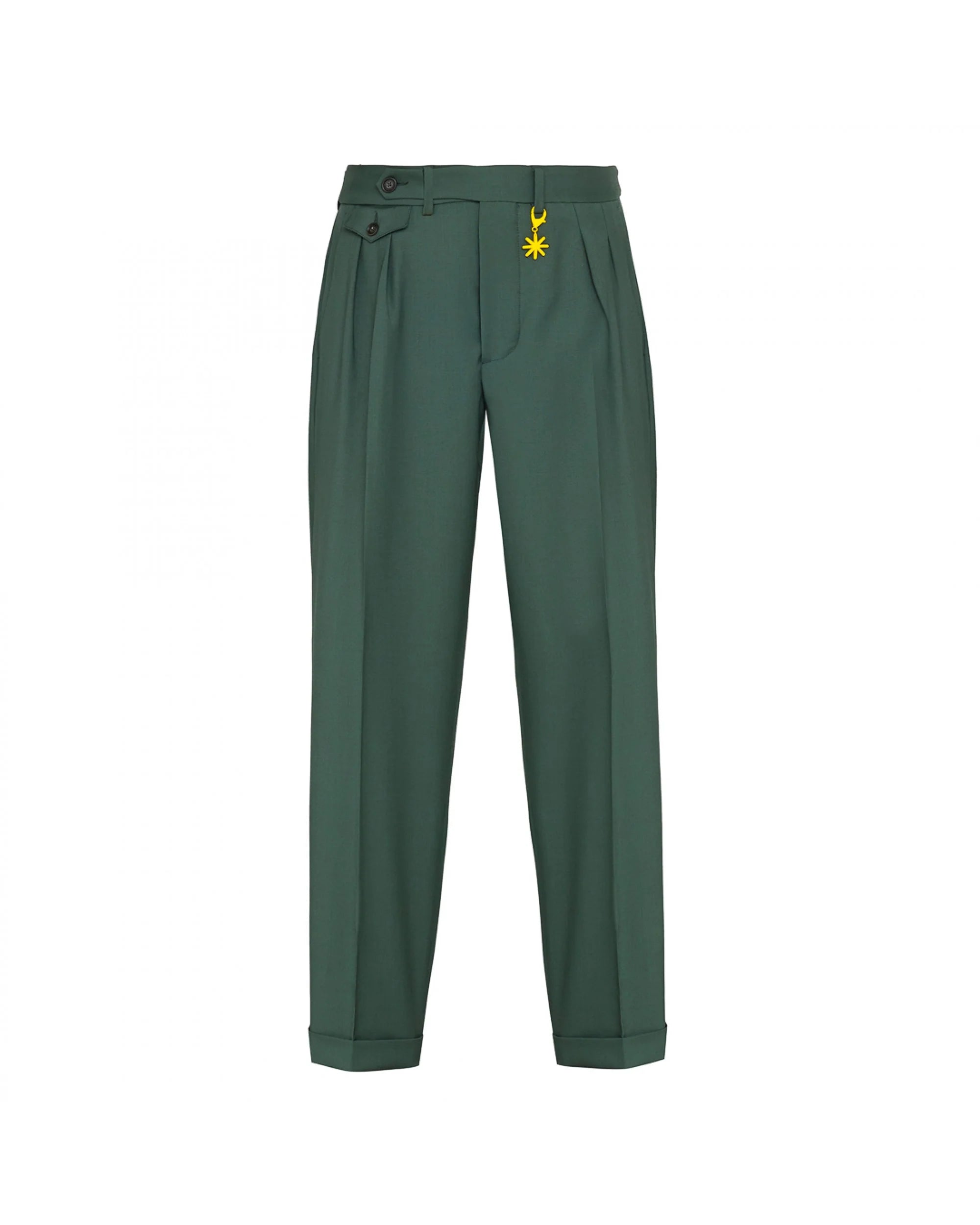 Pantalone Doppia Pinces Fresco di Lana Stretch