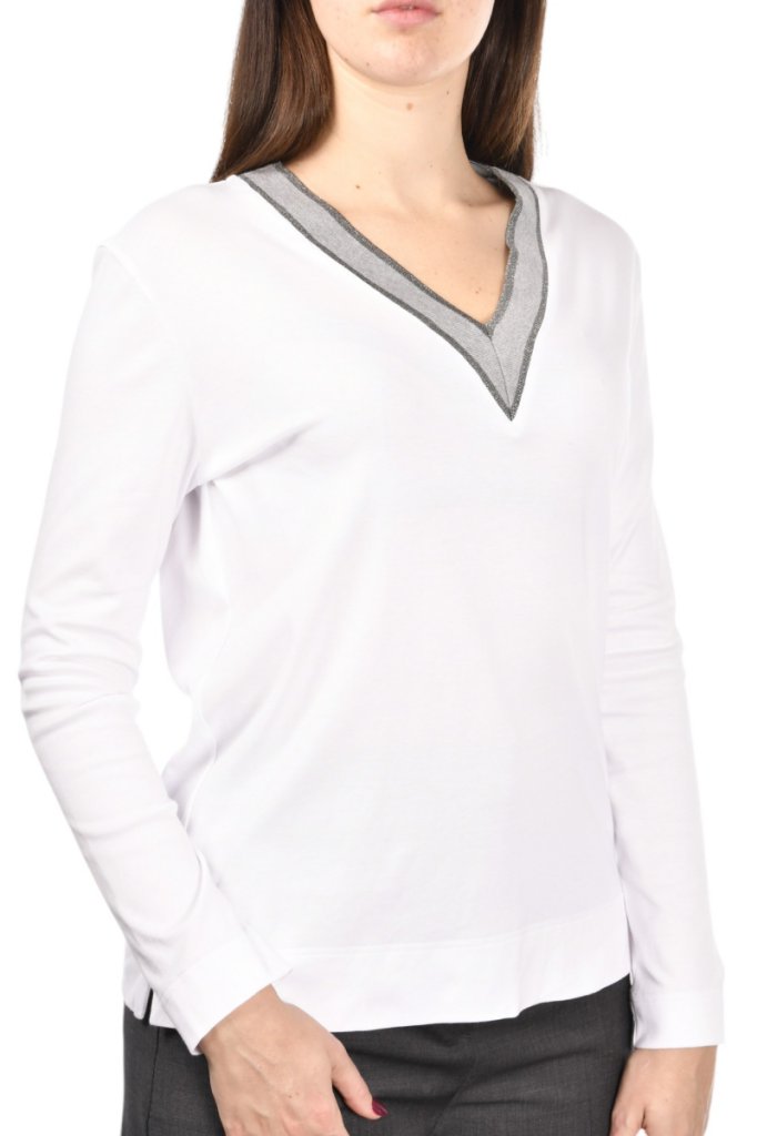 Maglia Con Scollo In Maglia Lurex Gran Sasso