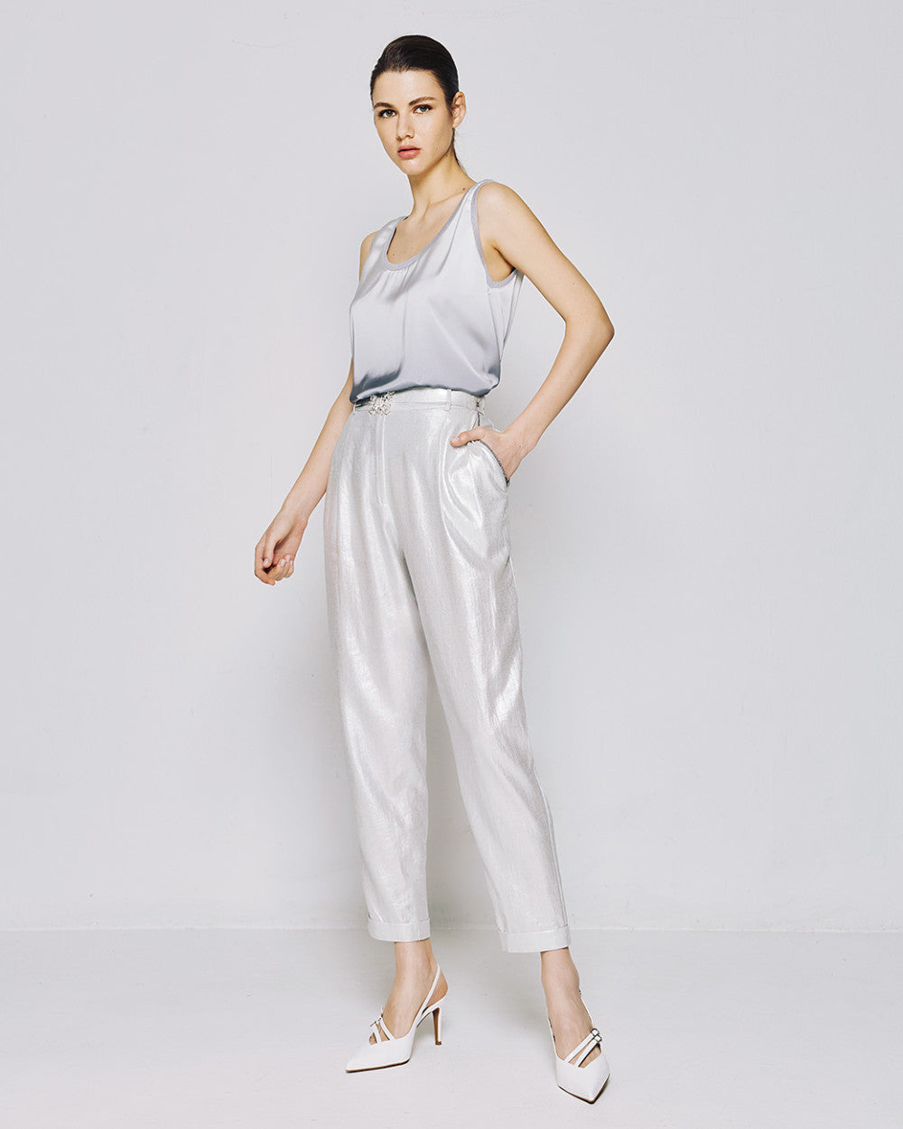 Pantaloni Effetto Metallizzato
