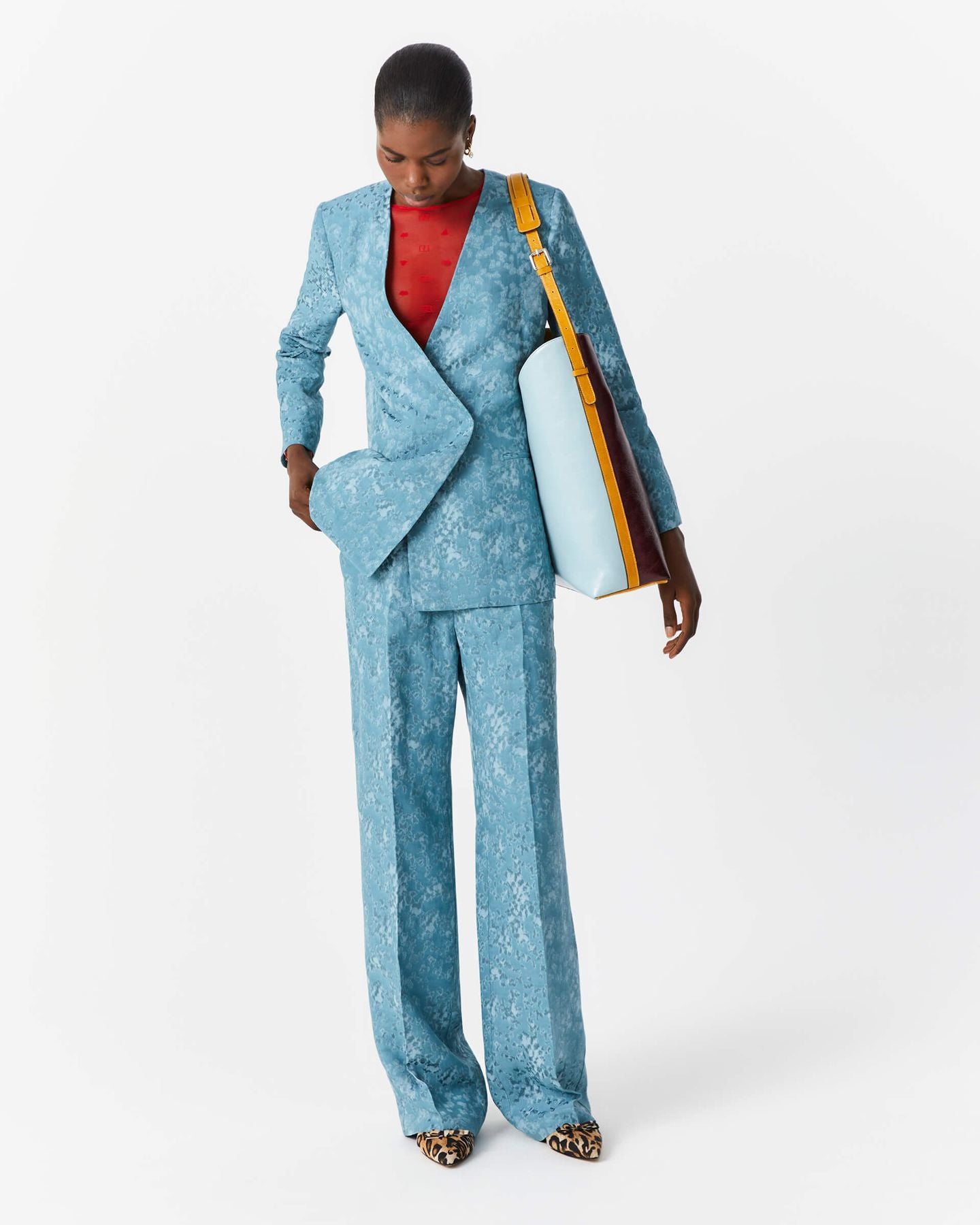 PANTALONI IN RASO JACQUARD
