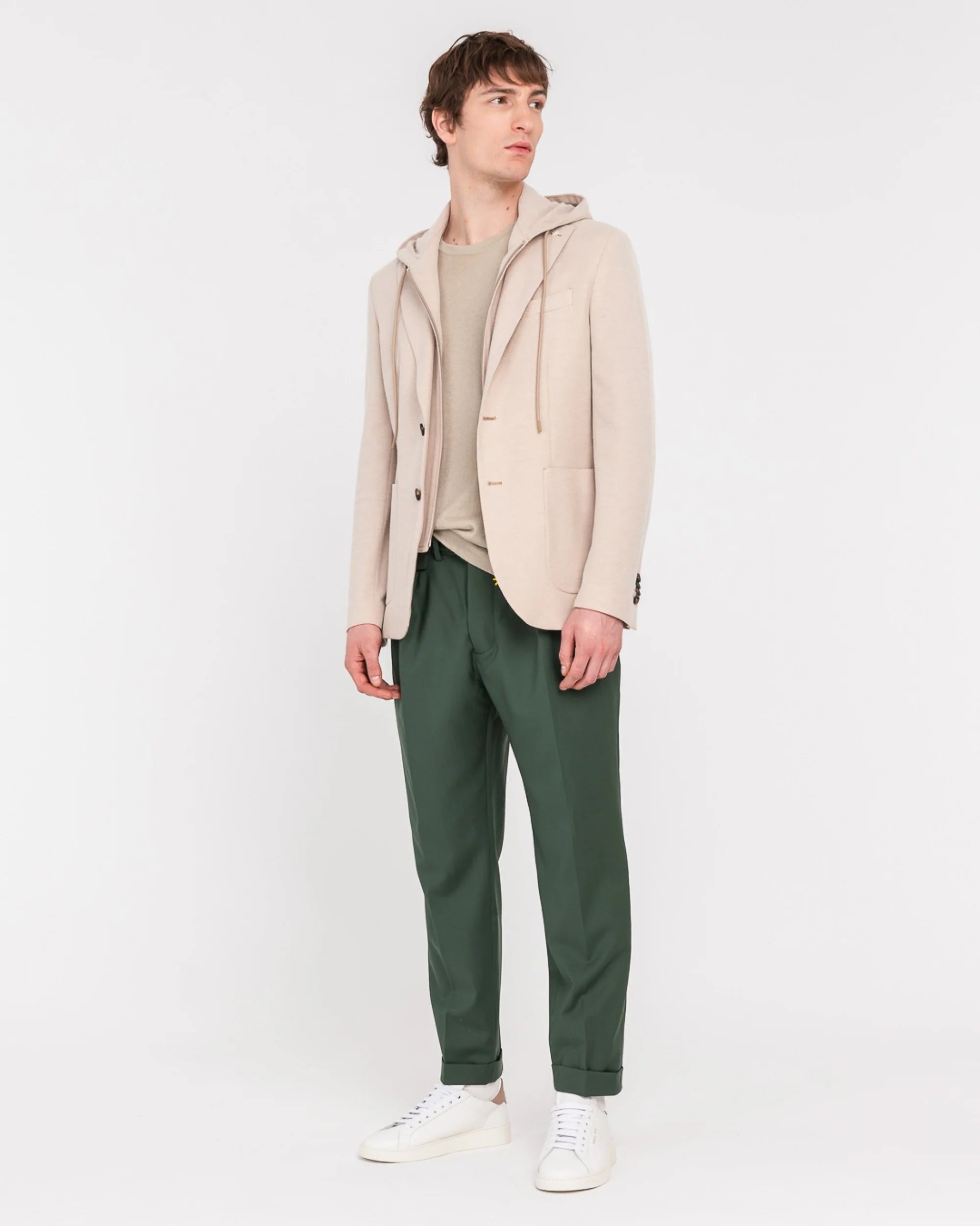 Pantalone Doppia Pinces Fresco di Lana Stretch