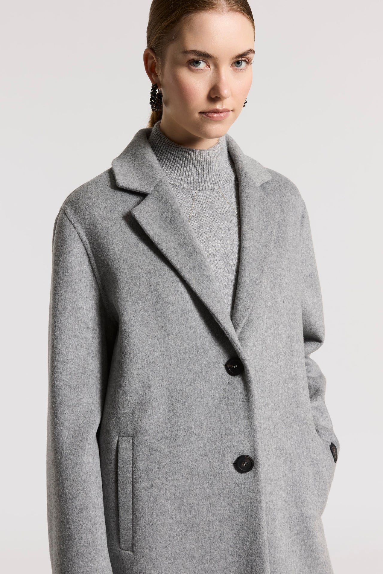 Cappotto Midi in Panno Double di Lana e Cashmere