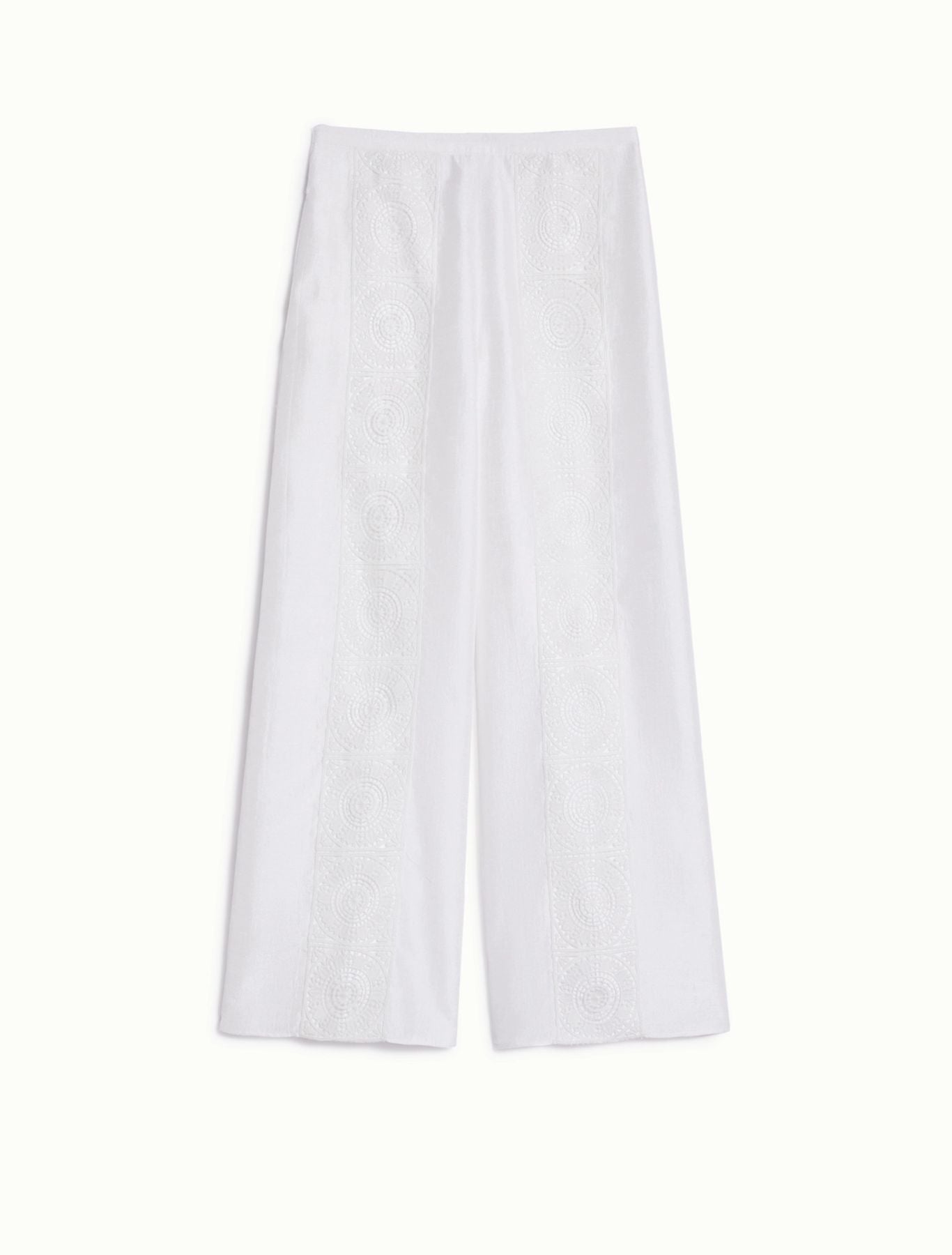 Pantaloni in shantung e macramè