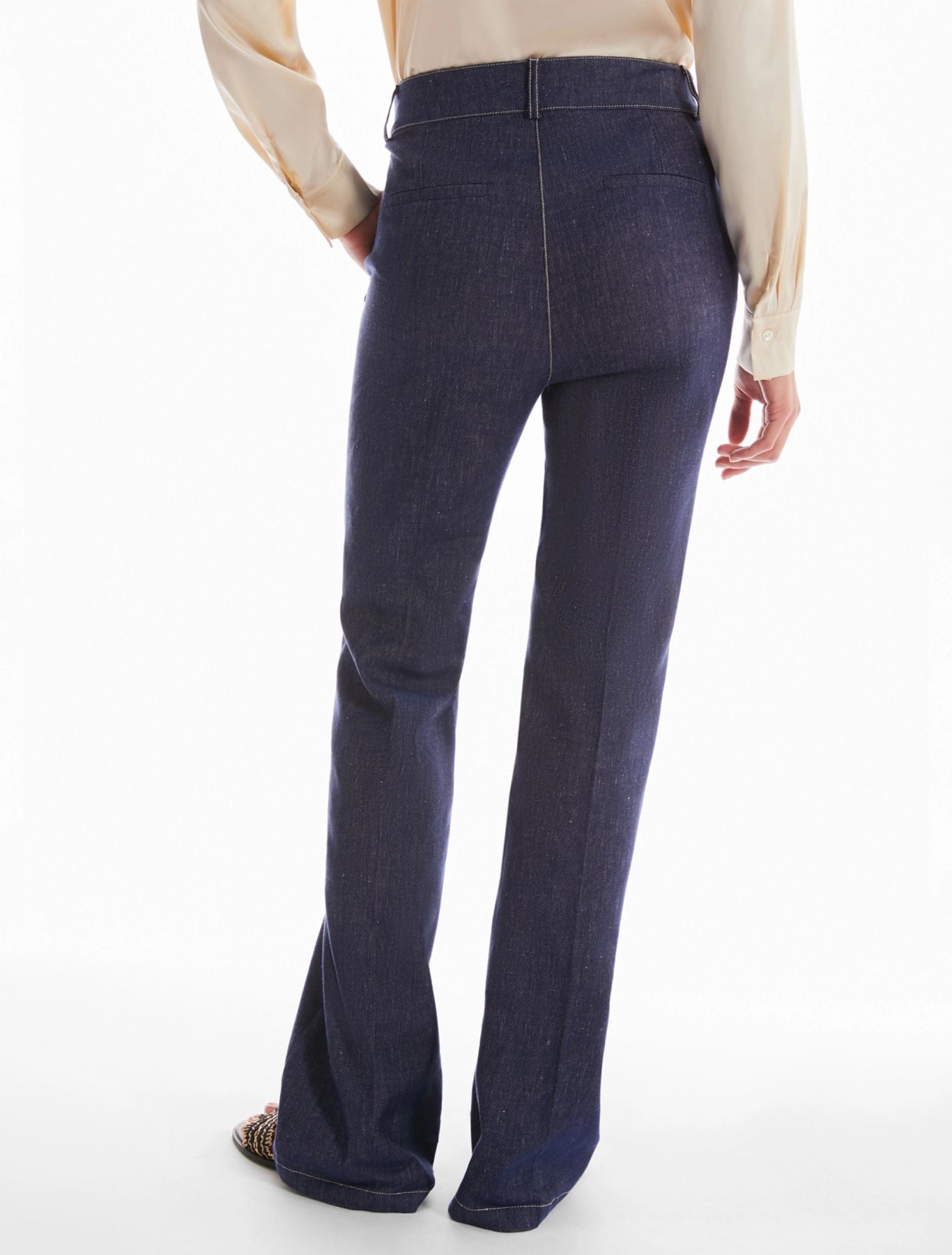 Pantaloni flare in lino e cotone