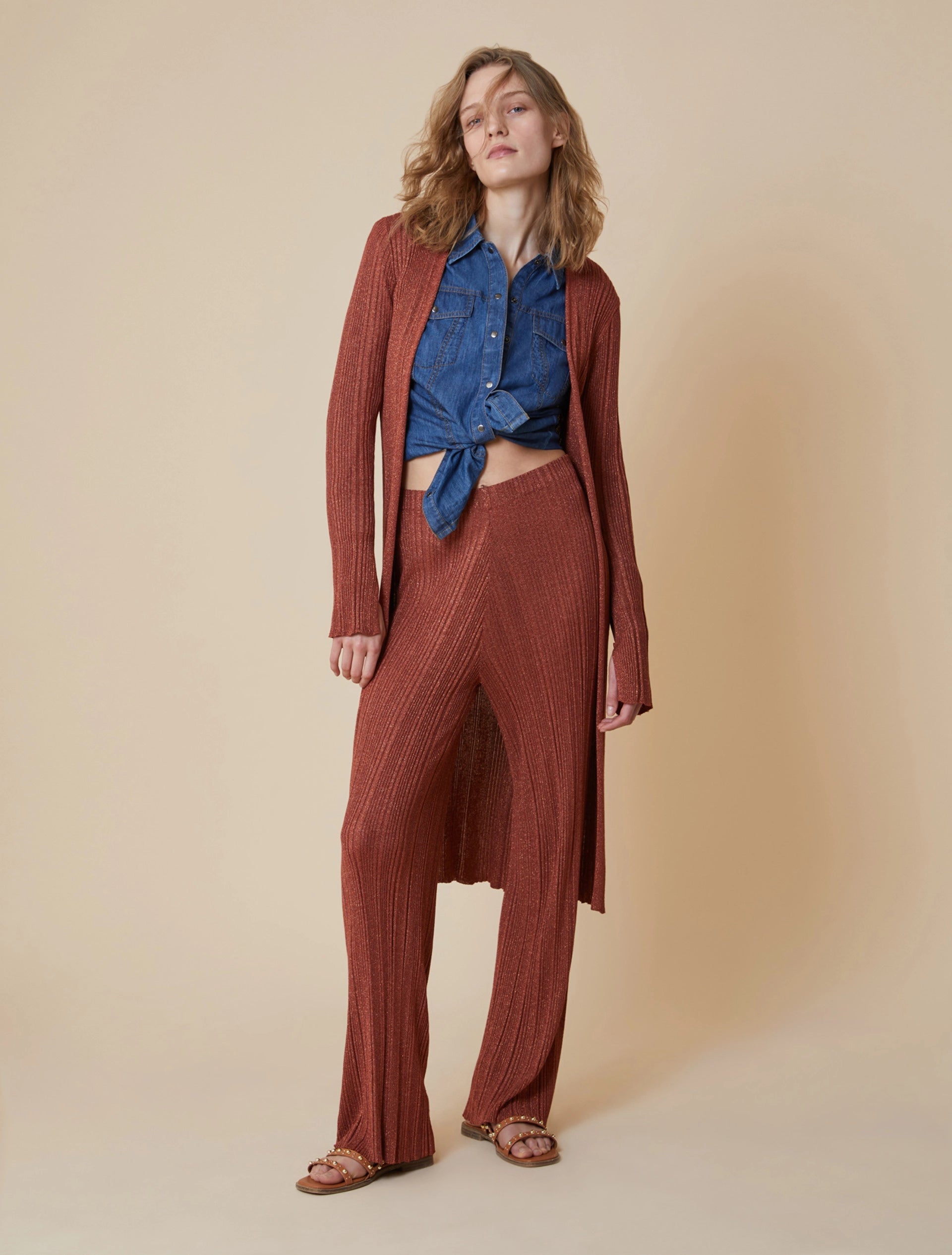 Cardigan In Maglia Lamé