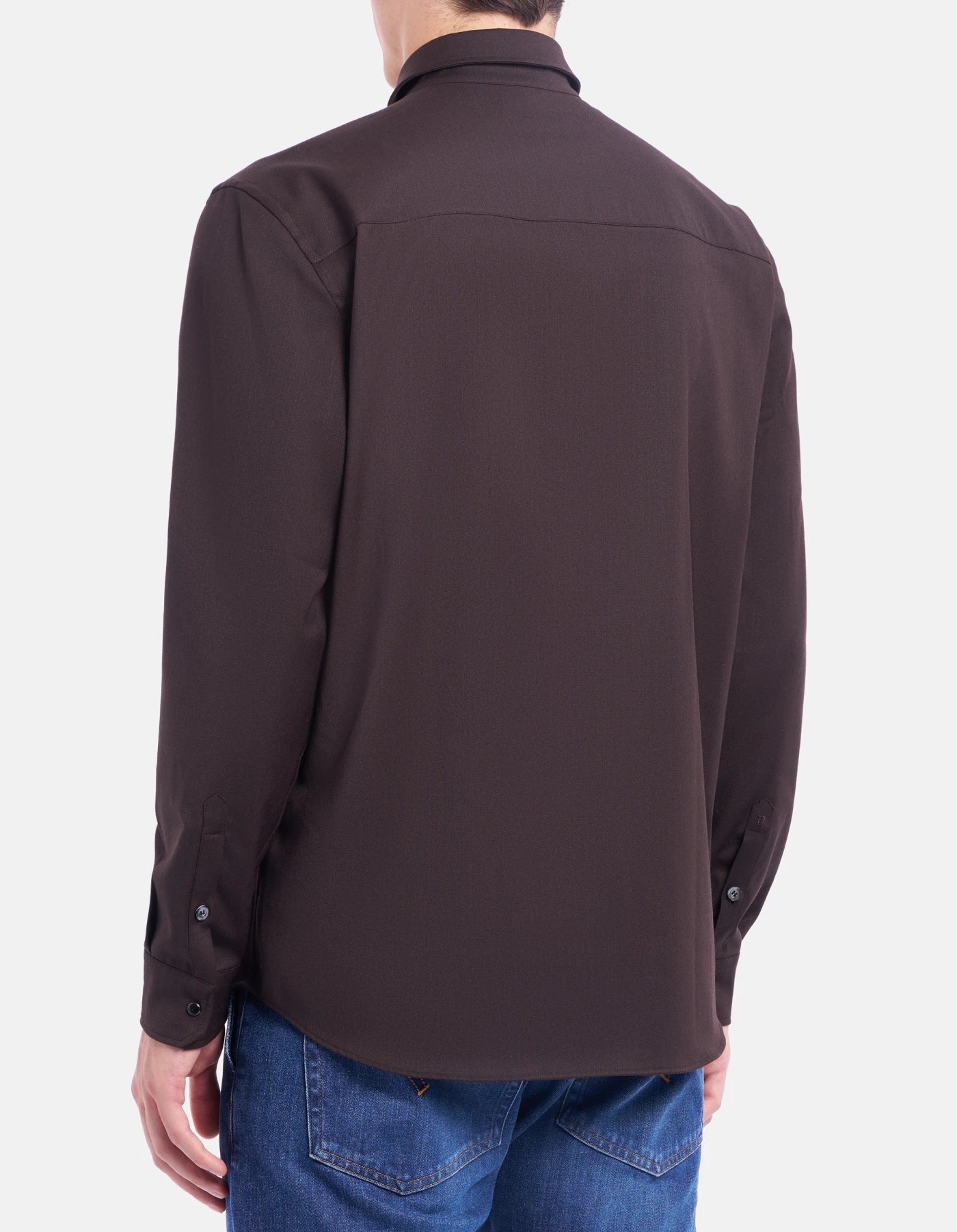 Camicia regular in gabardina misto lana