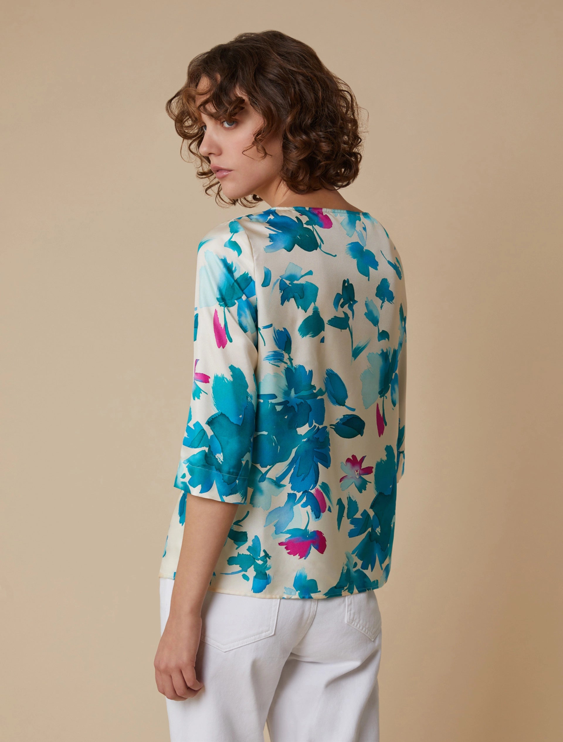 Blusa In Twill Di Seta