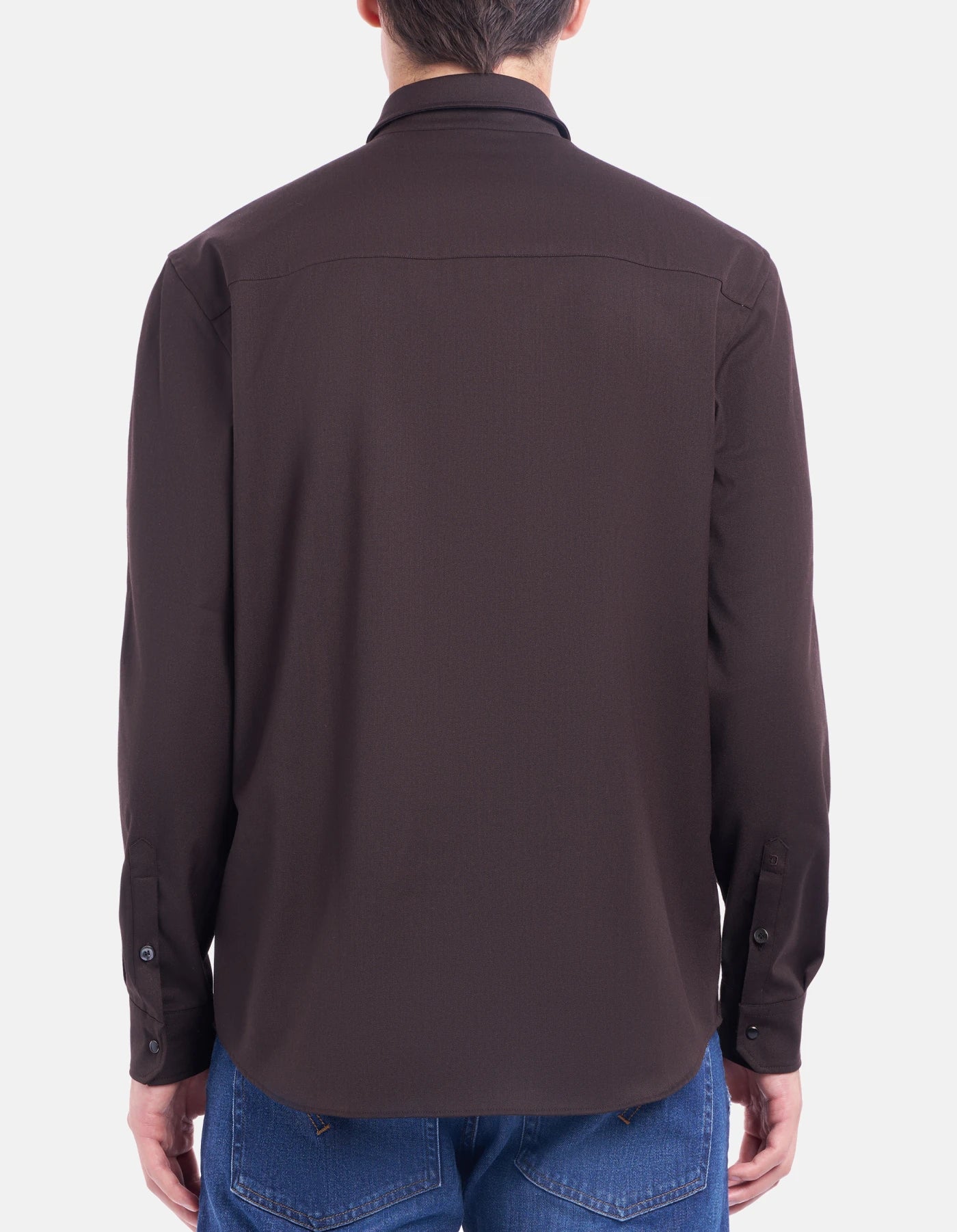 Camicia regular in gabardina misto lana