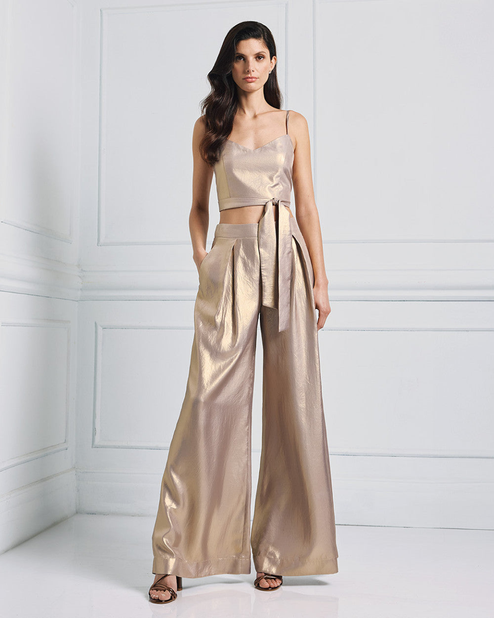 Top Bustier Metallizzato Con Nodo