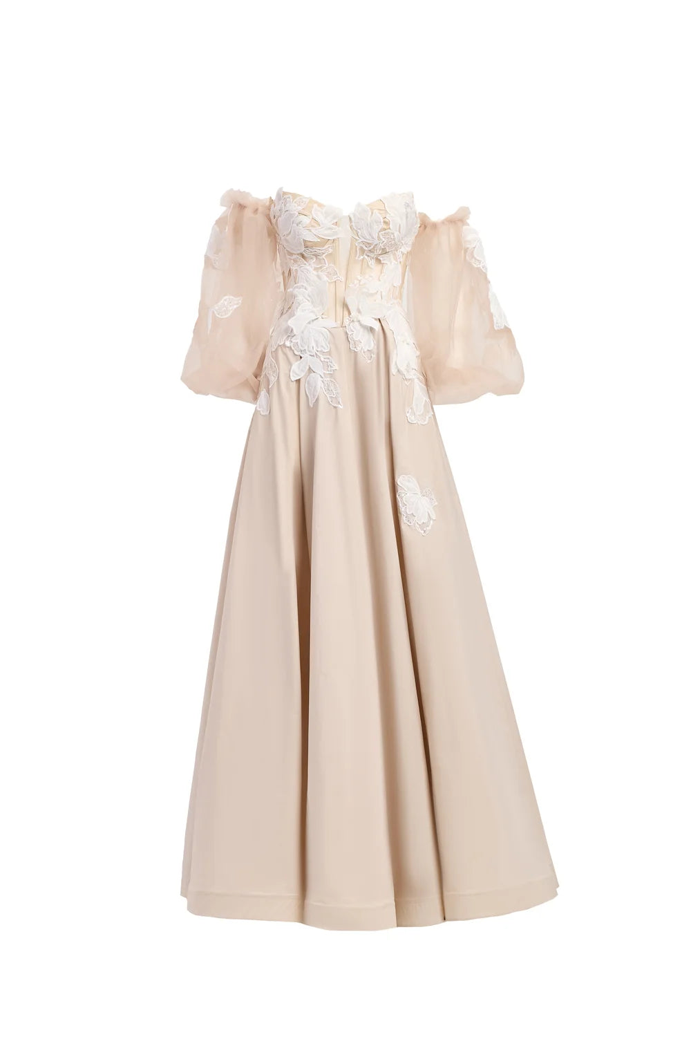 Abito Con Ricami Manicotti Estraibili e Stola