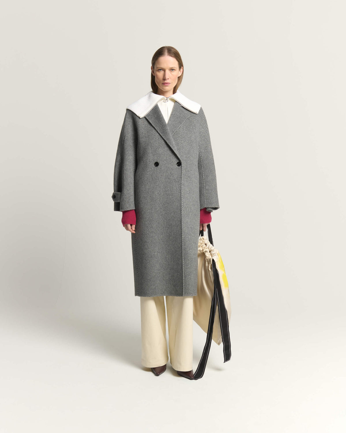 Cappotto Doppio Petto Con Collo