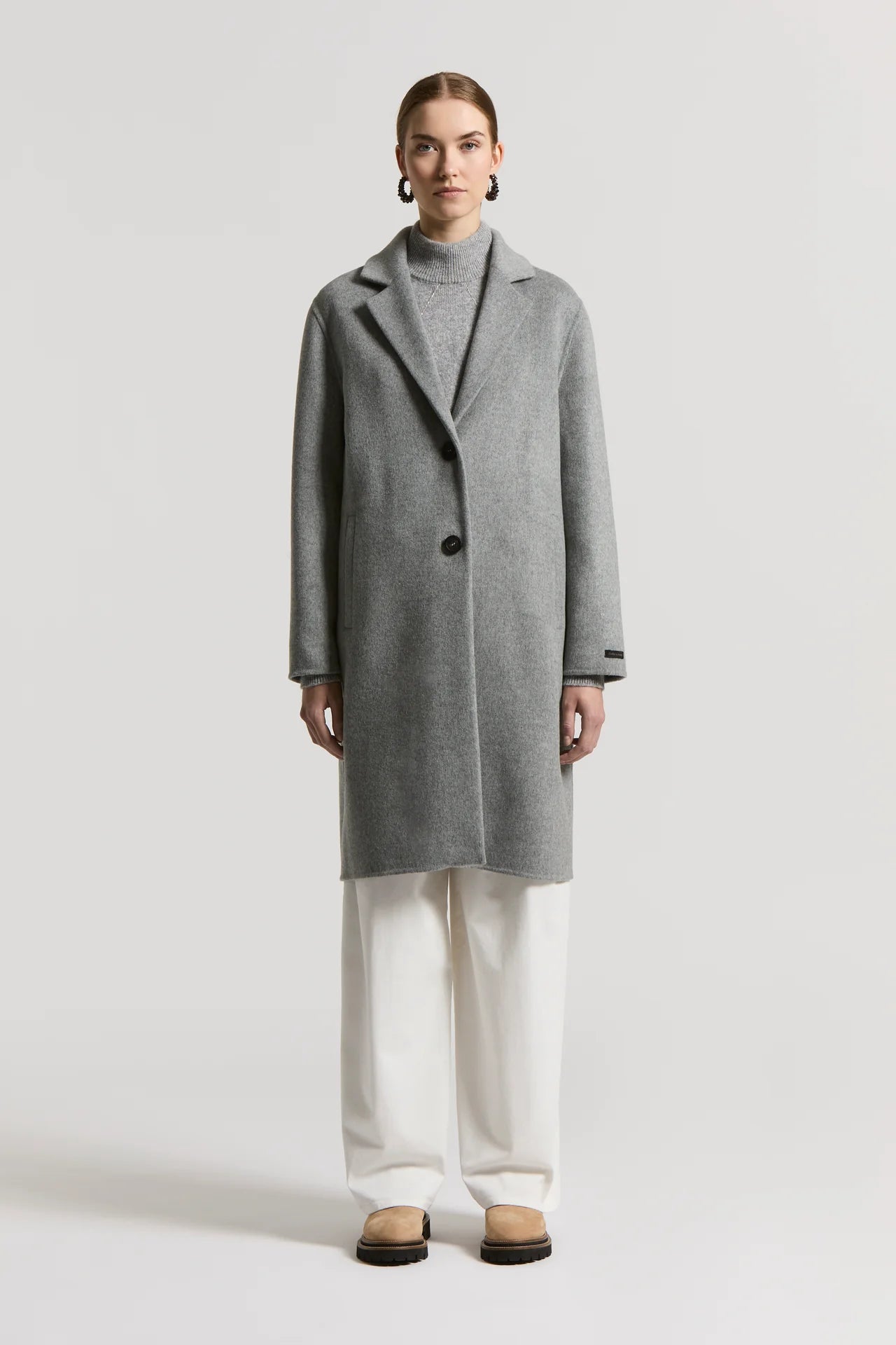 Cappotto Midi in Panno Double di Lana e Cashmere